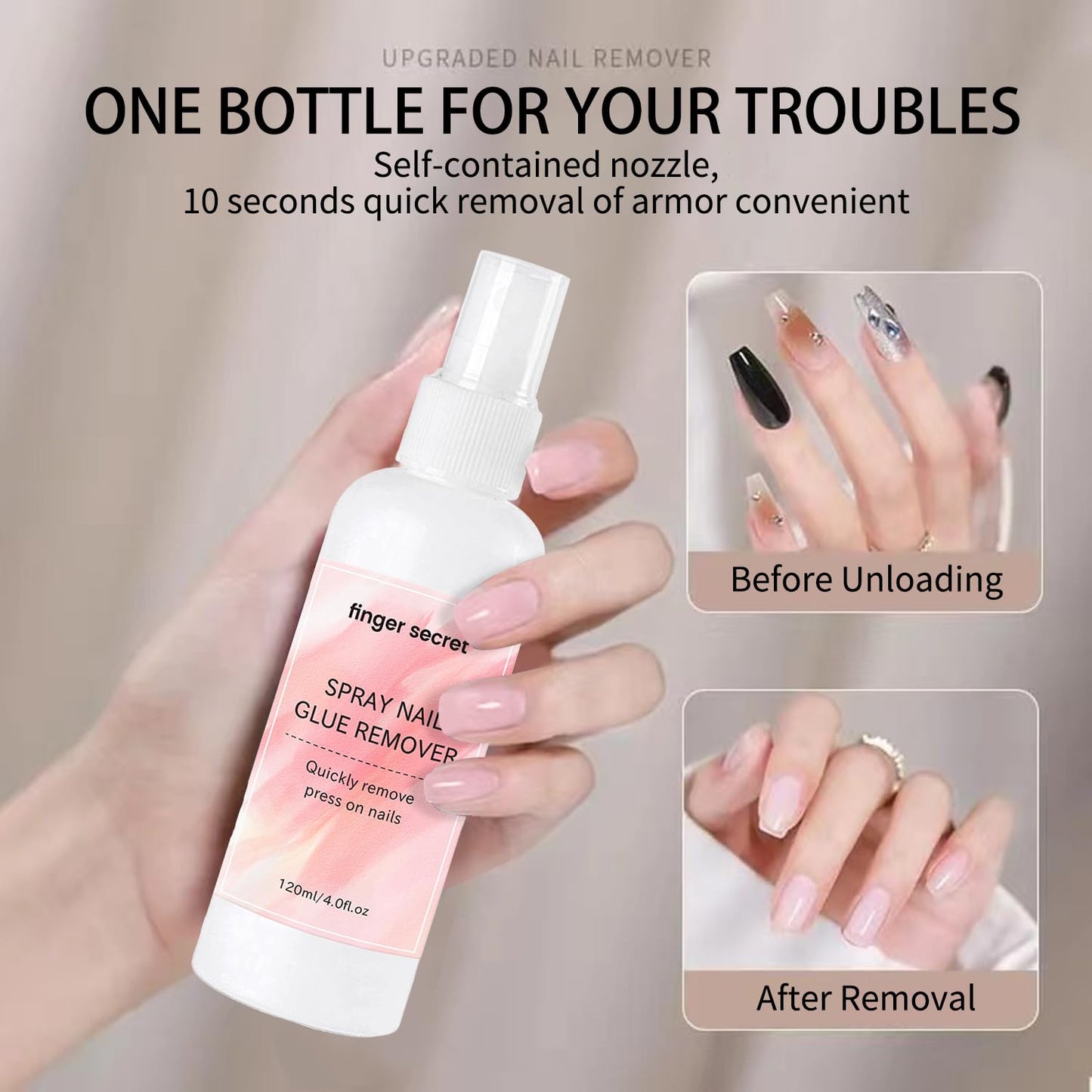 Spray Nail Glue Remover Debonder 2FL.OZ for Press on Nails,Nail Glue Debonder Nail Remover For Press On Nail, Easily & Quickly Remove Fake Nail Tips Fake Nail Remover