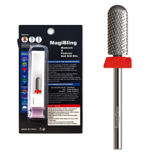 Super Cut Small Barrel 3/32'' Safety Tungsten Nail Drill Bits, Remove Gel Fast, Right handed, Suitable for Manicure Pedicure Cuticle Gel Polishing, Classic Round Top Bits, Grit: Fine.