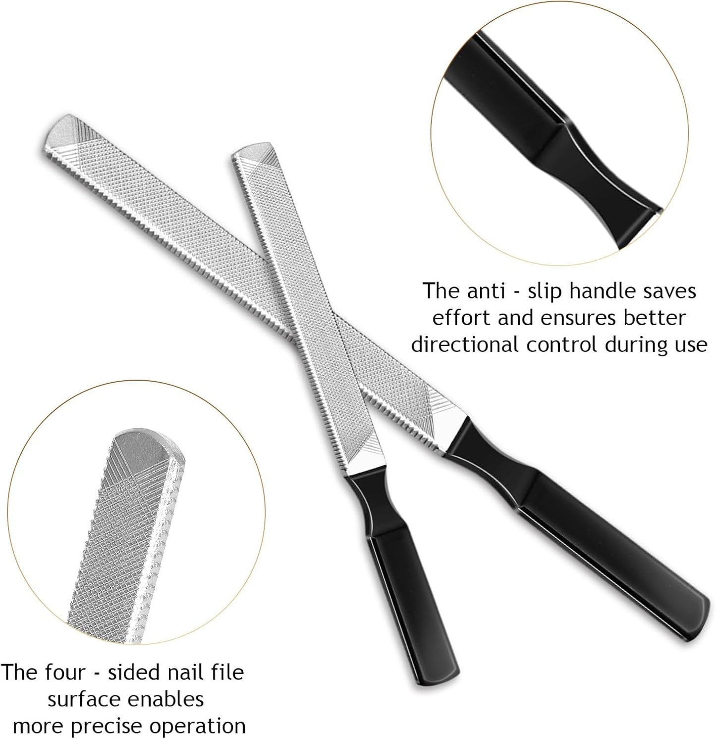 Toe Nail Files for Thick Nails,Professional Stainless Steel Nail File for Fingernails, Toenails, Scraping, Strengthening, Finger Manicure File Women Men Seniors Dogs (Small and Large, 2, Count)