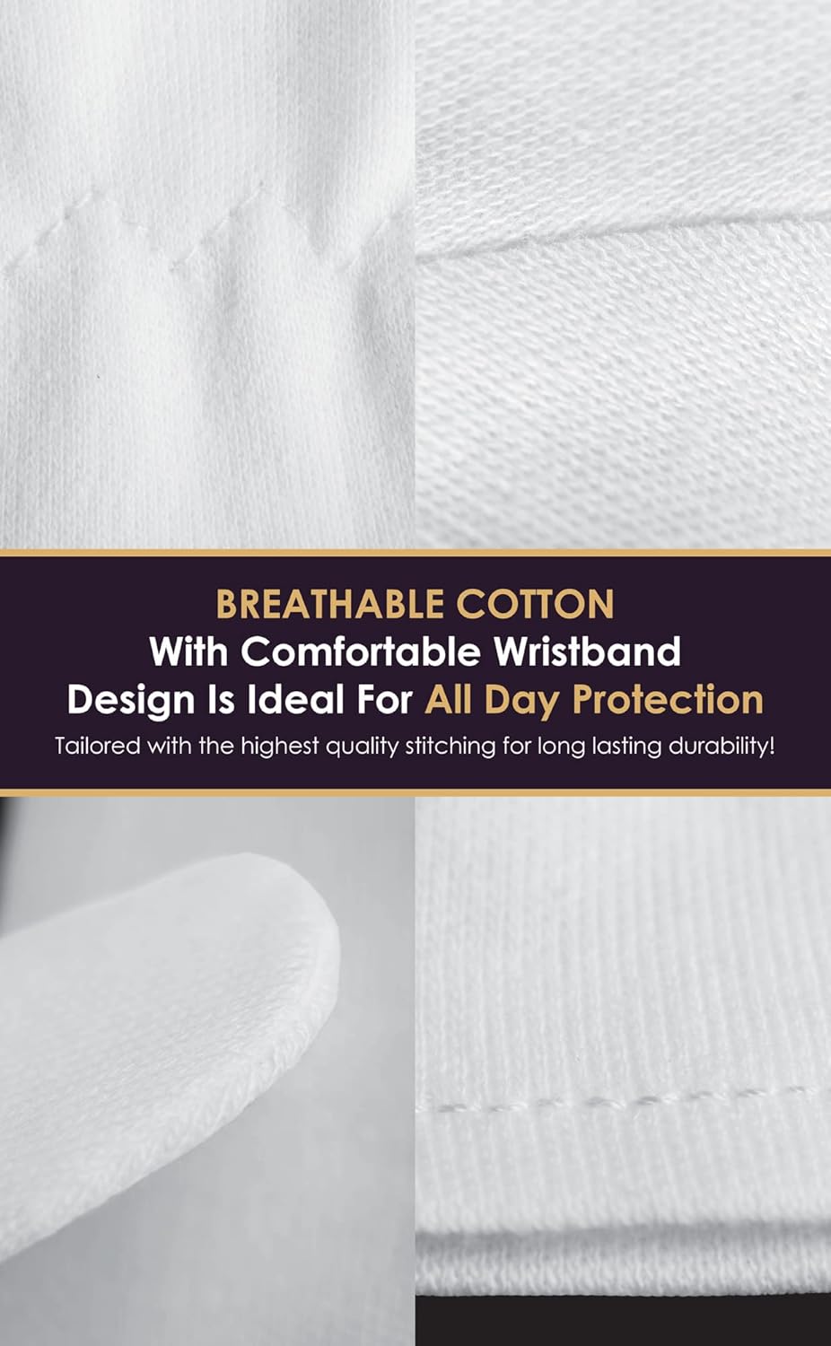 White Gloves Large (10 pair) - Cotton Gloves for Eczema, Cotton Gloves for Dry Hands, White Cotton Gloves for Women, Spa Glove, Lotion Glove, Sleeping Glove