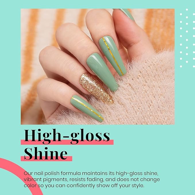 Beetles Green Gel Nail Polish, Fall Emerald Olive Sage Green Eucalyptus Gel Polish 15ml Soak Off U V LED Nail Lamp Nail Art Manicure Salon DIY Home for Women