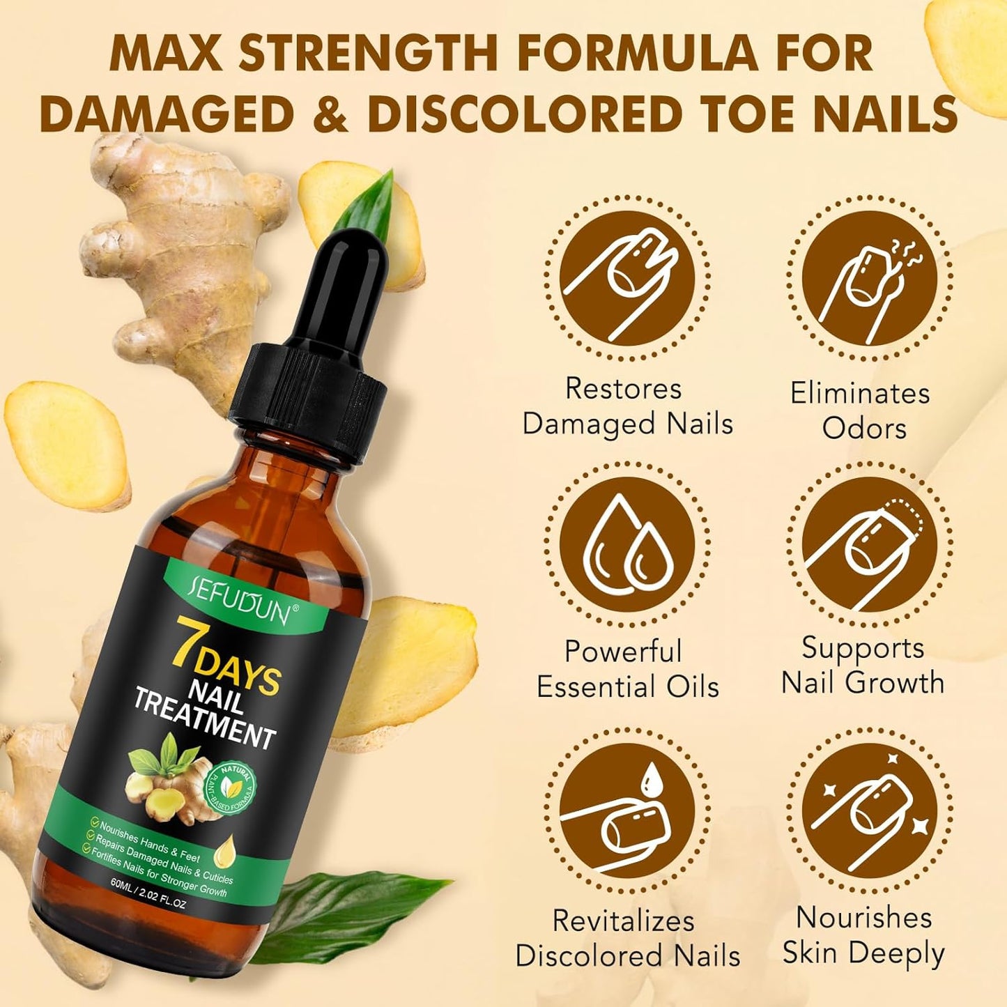 Ginger Nail Strengthener Serum 2pack– Ginger-Infused Nail Repair Oil for Care, Natural Nail and Strengthener Solution