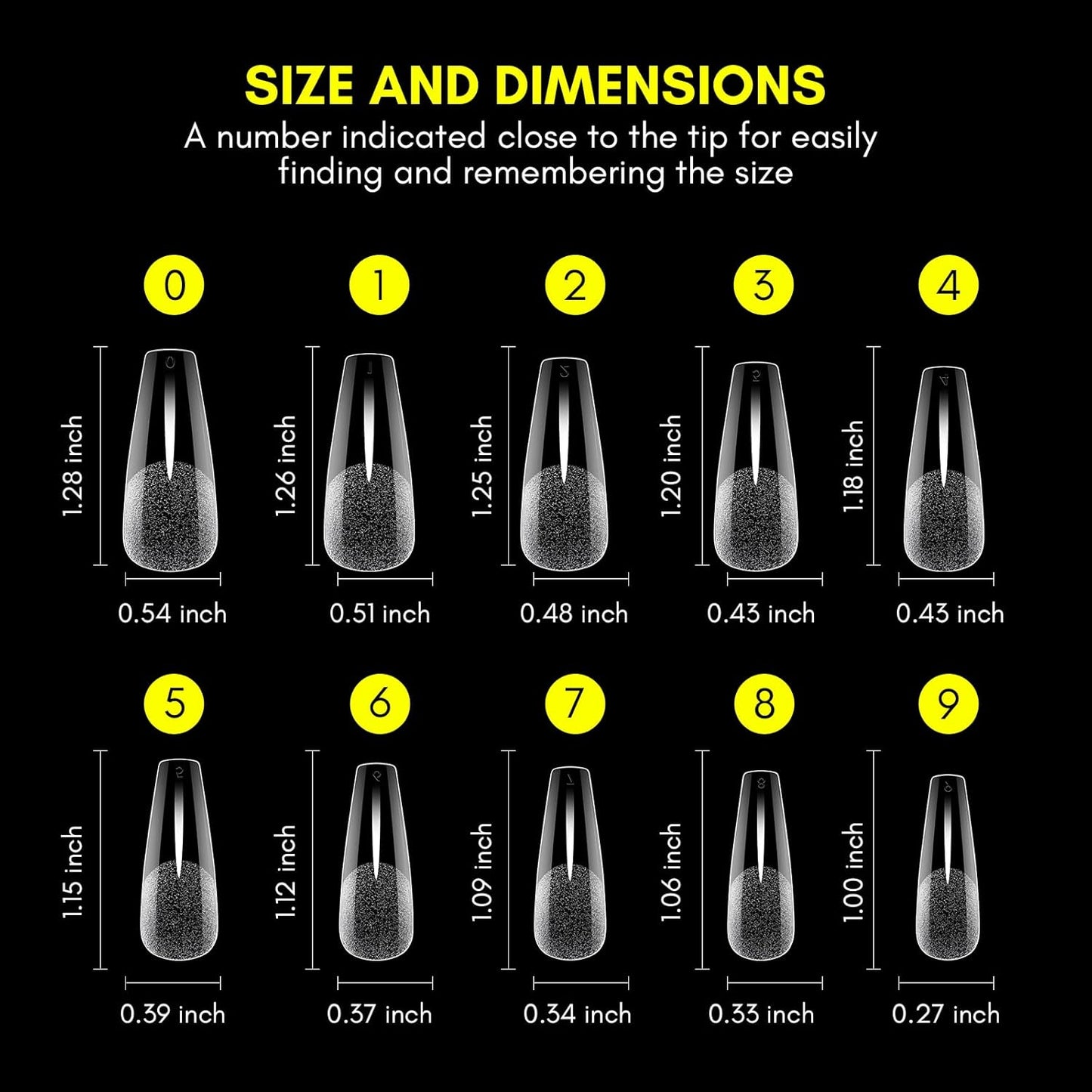 Makartt Coffin False Nail Tips: 500pcs Long Pre-buffed Full Cover Clear Press on Acrylic Nails Extension 10 Sizes No Crease Soak Off Soft Gel Fake Tip with Box Home DIY