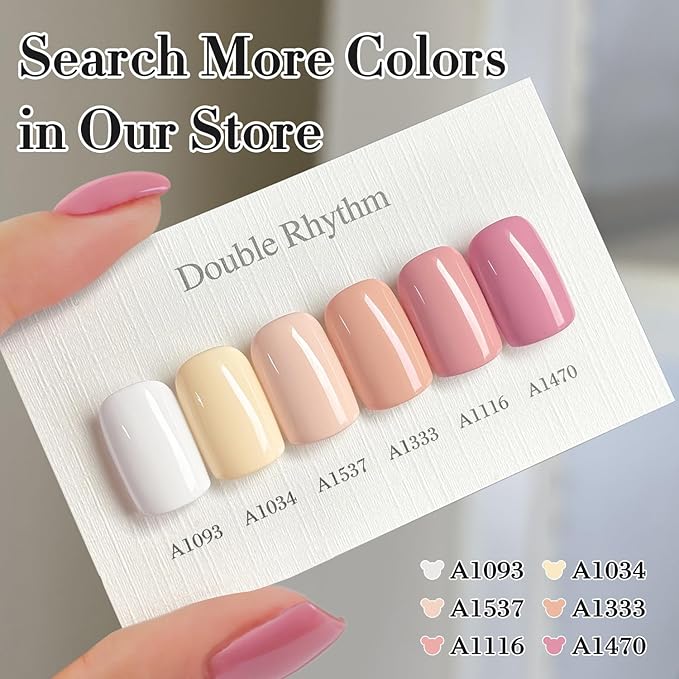 Double Rhythm 0.50 OZ Gel Polish Hema Free Same Color Same Bottle Golden Round Translucent Neutral Natural Milky 15 ML Jelly UV Polish Art DIY at Home (Cream Pink-C1116)