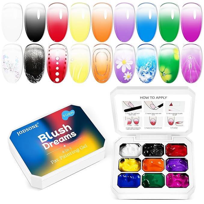 JODSONE 9 Colors Pat Painting Gel Polish Set French Gradient Gel Nail Blush At Home DIY Nail Art Designs