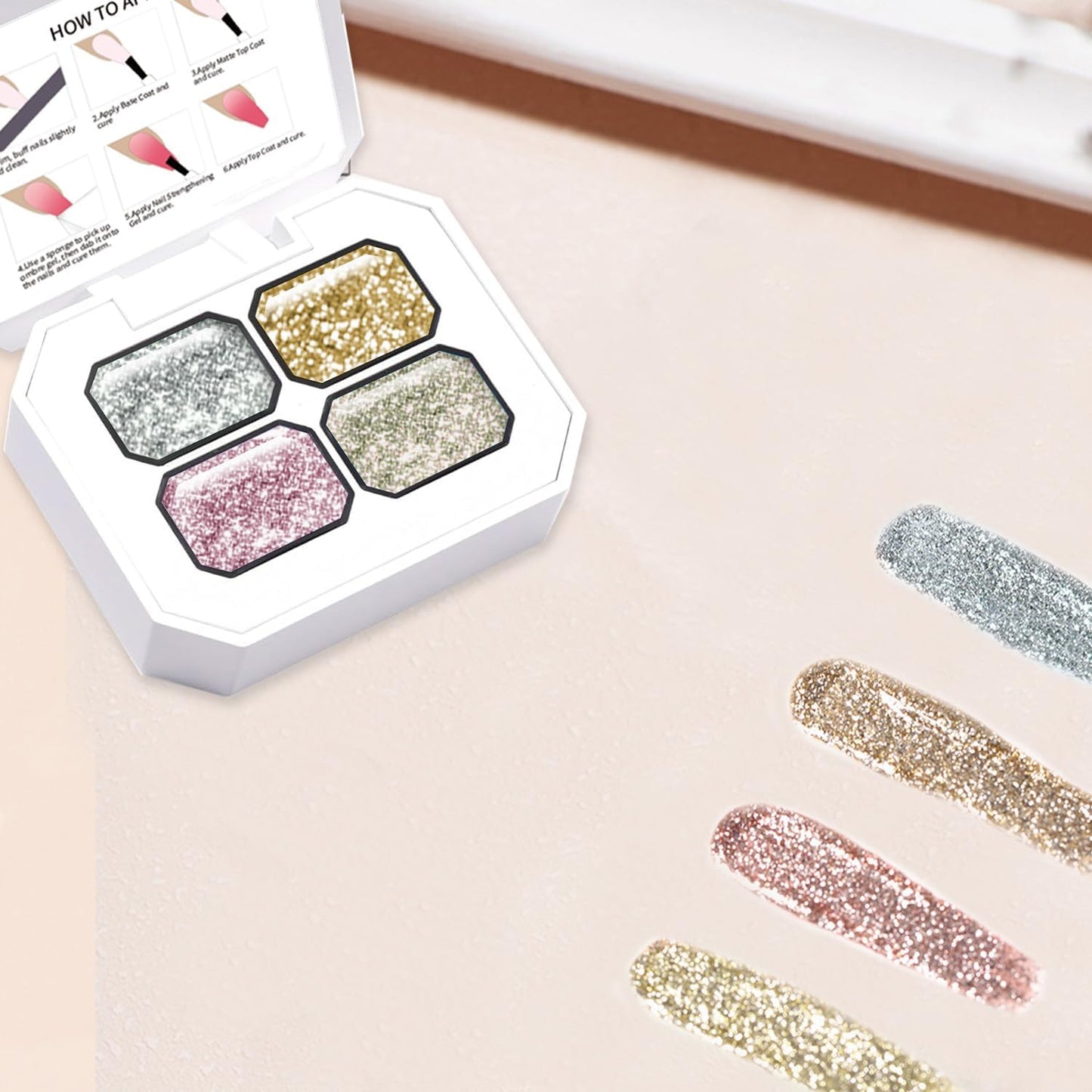 4 Colors Set Ombre Gel Nail Polish,Gradient Painting Gel with 100PCS Nail Sponges & Grabbing Pen for Paint for Nails Art can be Painted in Salon or Home Use(B1)