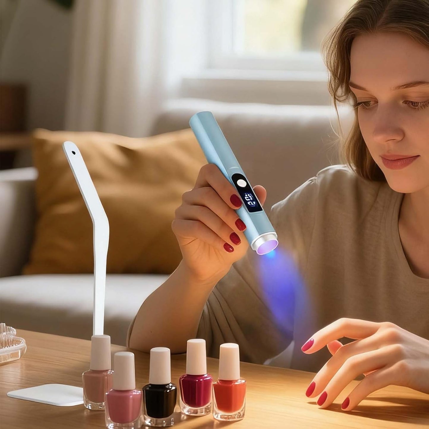 UV Light for Nails, Magnetic Handheld Nail Lamp with Stand, Cordless Rechargeable & LCD Display, 20S/60S Dual Timer Professional Gel Nail Dryer for Home and Salon Use