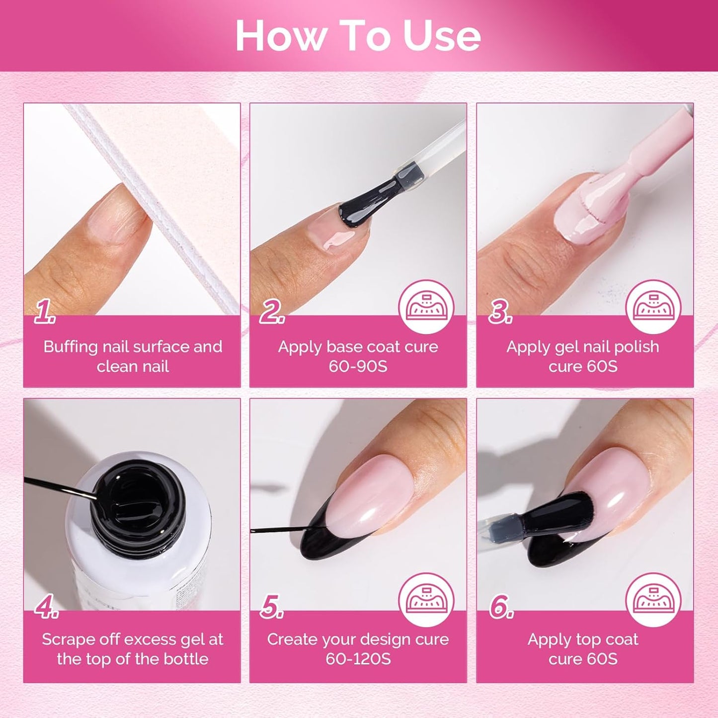 MelodySusie 8ML Black Gel Liner Nail Art Polish,for Line and Patterns of Painting,French Nail Tips,DIY Manicure Pedicure for Home DIY Salon Use