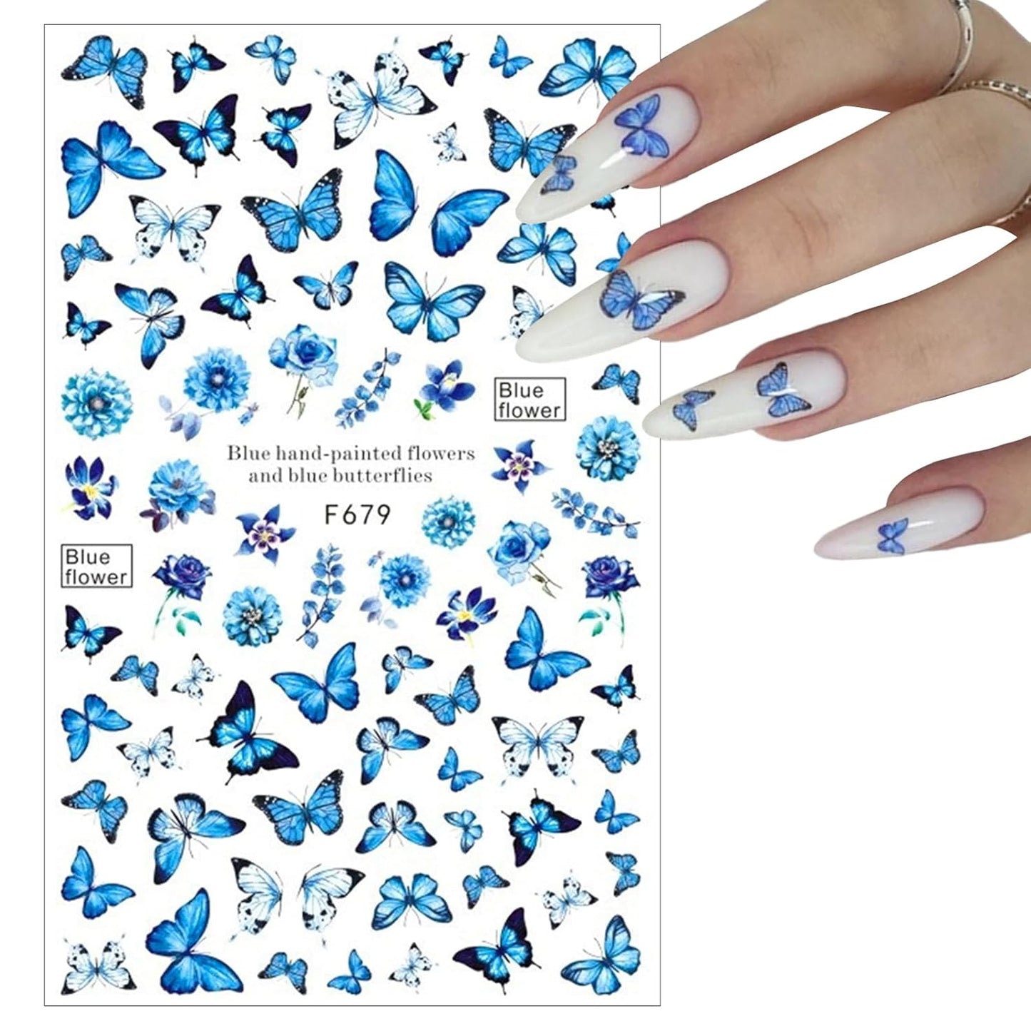 7 Sheets Butterfly Nail Art Sticker Decals Spring Summer 3D Self-Adhesive Nail Decals Colorful Floral Nail Supplies Pink Blue Purple Yellow Butterfly Nails Designs Supplies for Women Nail Decoration