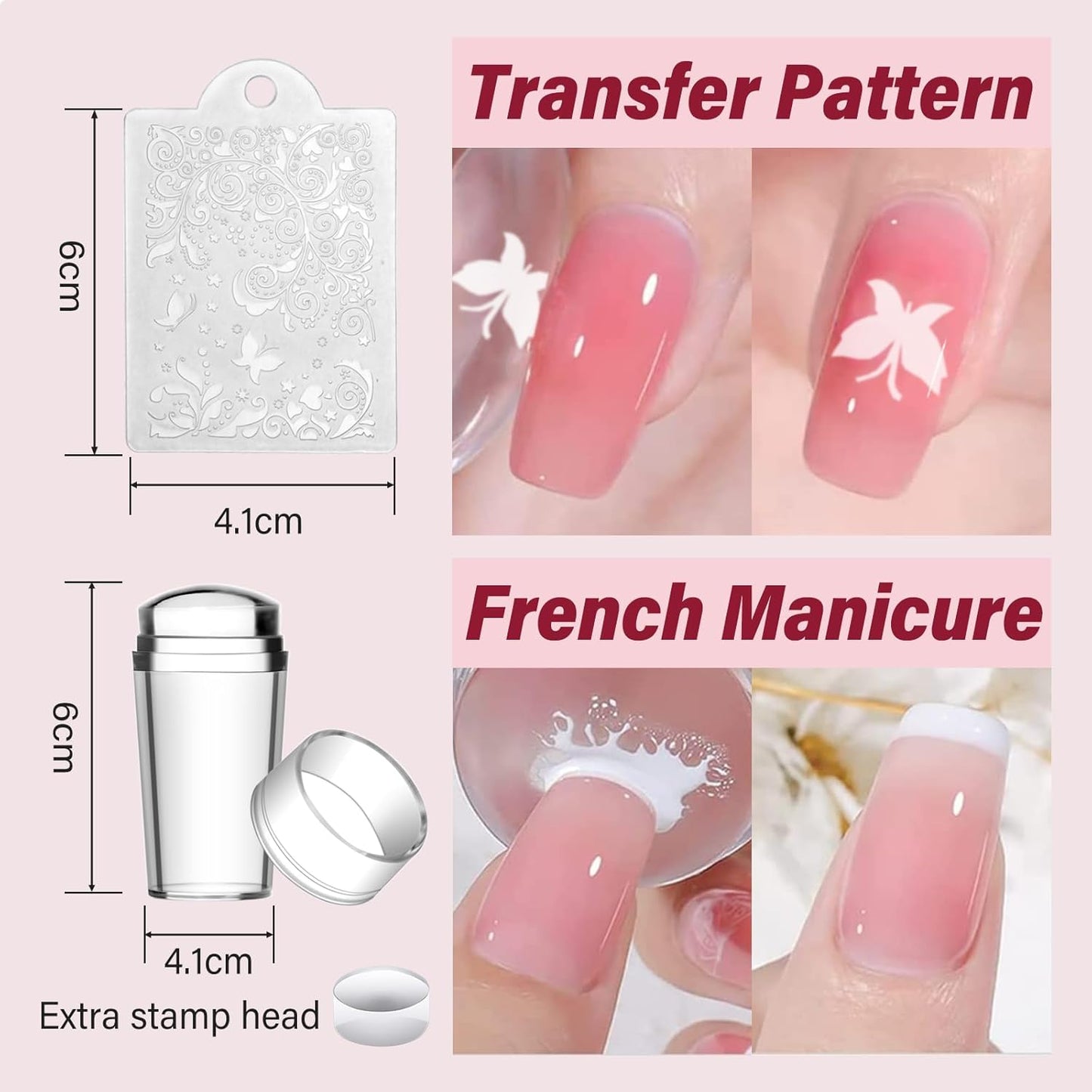 Biutee Nail Stamping Plates 2Pcs French Tip Stamp Plate 110 Patterns Nail Stamping Kit With Silicone Stamper Scraper Large Lace Line Flower Nail Art Stamping Template Christmas Holiday Gift for Women