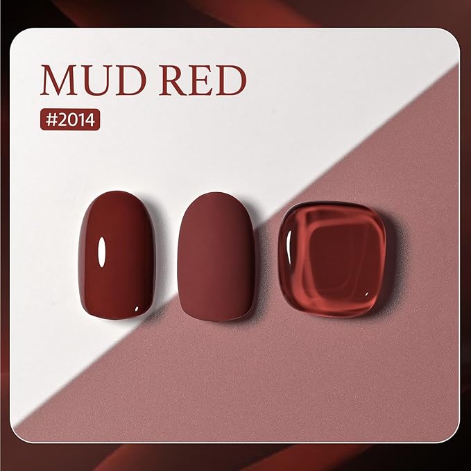 GAOY Red Gel Nail Polish, 16ml Soak Off Gel Polish, UV Light Cure for Nail Art DIY Manicure at Home, 2014 Mud Red