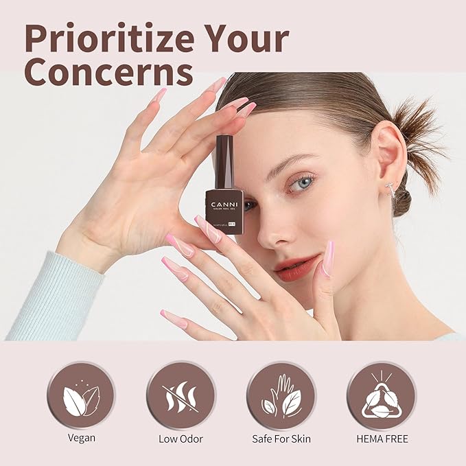 CANNI Brown Gel Nail Polish, 1Pcs Dark Brown Gel Polish Chocolate Coffee Color High Gloss Soak Off U V Nail Manicure Salon DIY