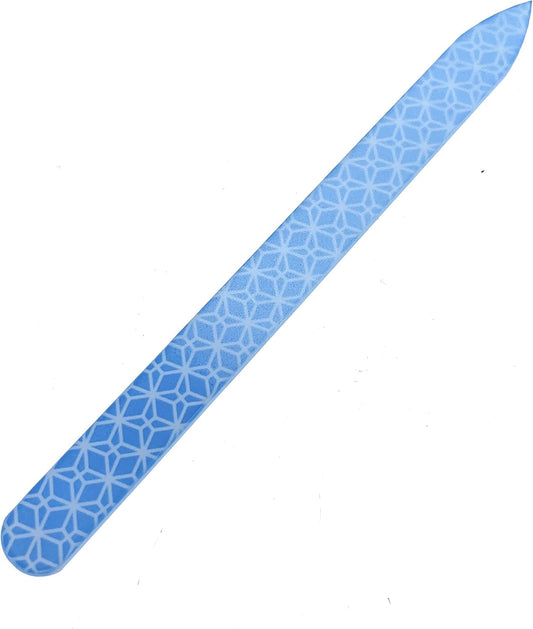 Pop Sonic Double-Sided Glass Nail File | Fingernail Files for Shaping & Smoothing Nails | High-Quality Tempered Glass | Strong, Wear-Resistant Filer w/Protective Carrying Case (Blue Geo)