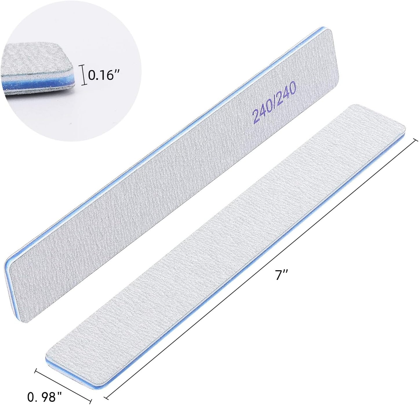 25 Count 240/240 Grit Nail Files for Natural Nails, Double Sided Emery Boards Fine Grit Nail File Manicure Tools