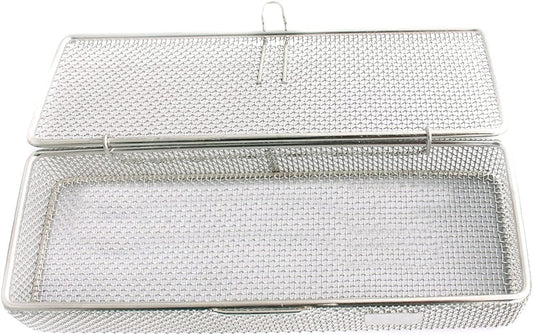 OdontoMed2011 Instrument Tray and Mesh Perforated Baskets Sterilization Tray 9" X 3" X 1" with Lid Stainless Steel, OD2011-DN-312