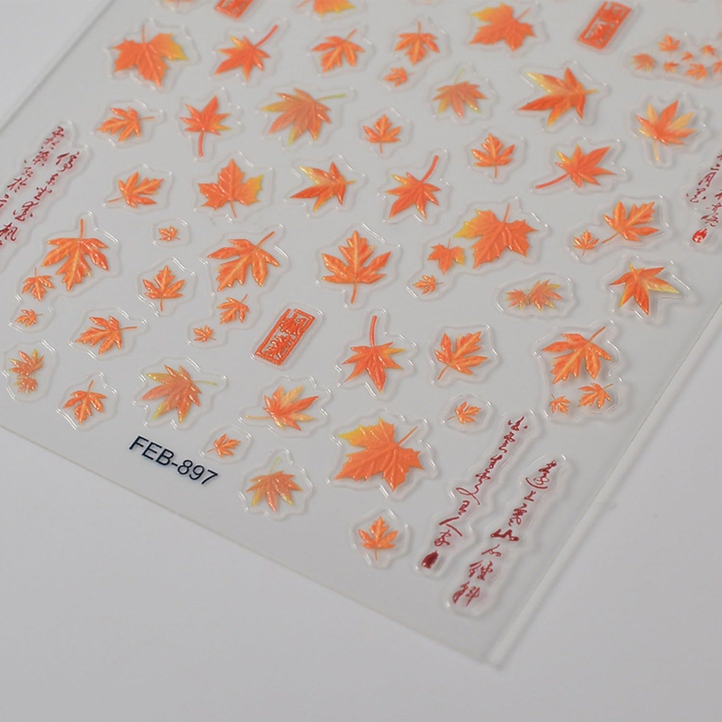 Fall Nail Stickers 5D Embossed Nail Decals Maple Leaf Nail Art Stickers Self-Adhesive Nail Design Thanksgiving Manicure Decoration for Women