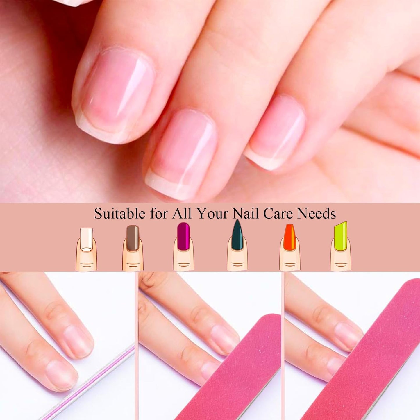 24 Nail Files, Colored Emory Plate Nail Files Double Sided 180 Grains Professional Manicure Emory Plate Buffer Pedicure Tools Nail Shaping Polishing Files (Gradient Color, Count, 24, 100/180 Grit)