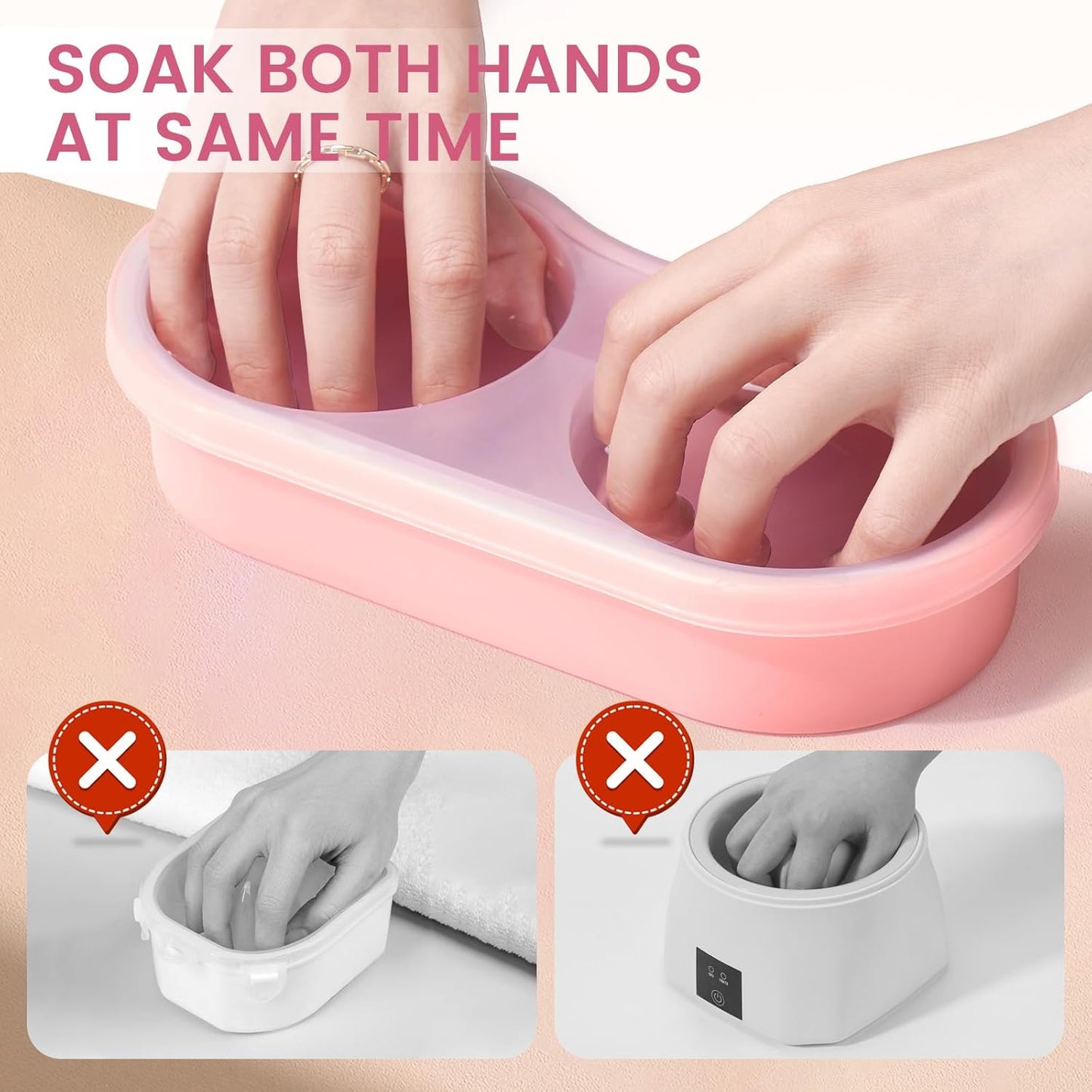 Dual Nail Soaking Bowl Acetone Proof: Soak Off Gel Nail Polish Dip Powder Remover Bowl- Cut the Soaking Time in Half Manicure Bowl for Salon Home