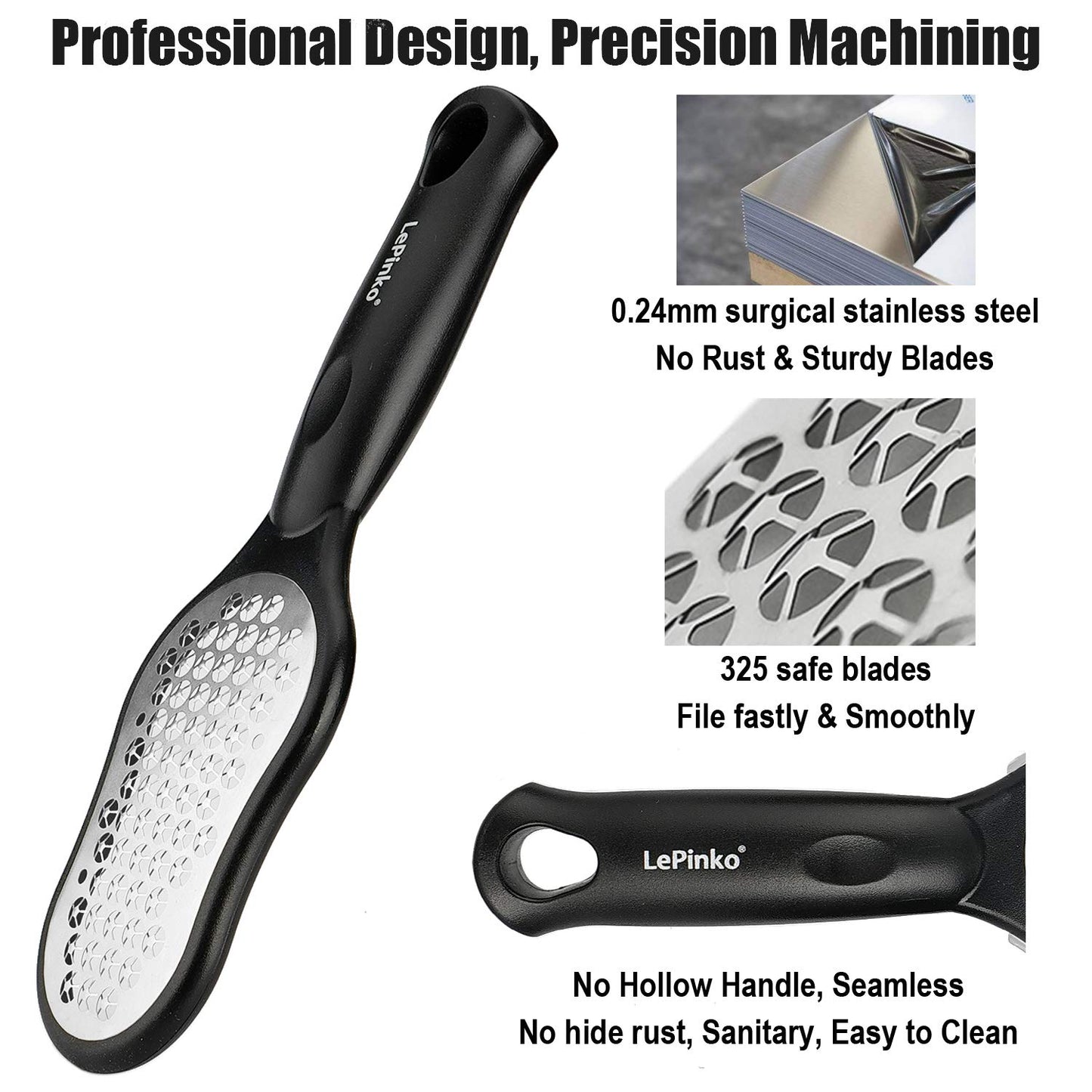 LePinko Foot Scrubber Set, Updated Blades, No Hurt Feet File, Powerful Pedicure Tool to Remove Callus and Dead Skin, Use in Shower or Dry, 2PCS