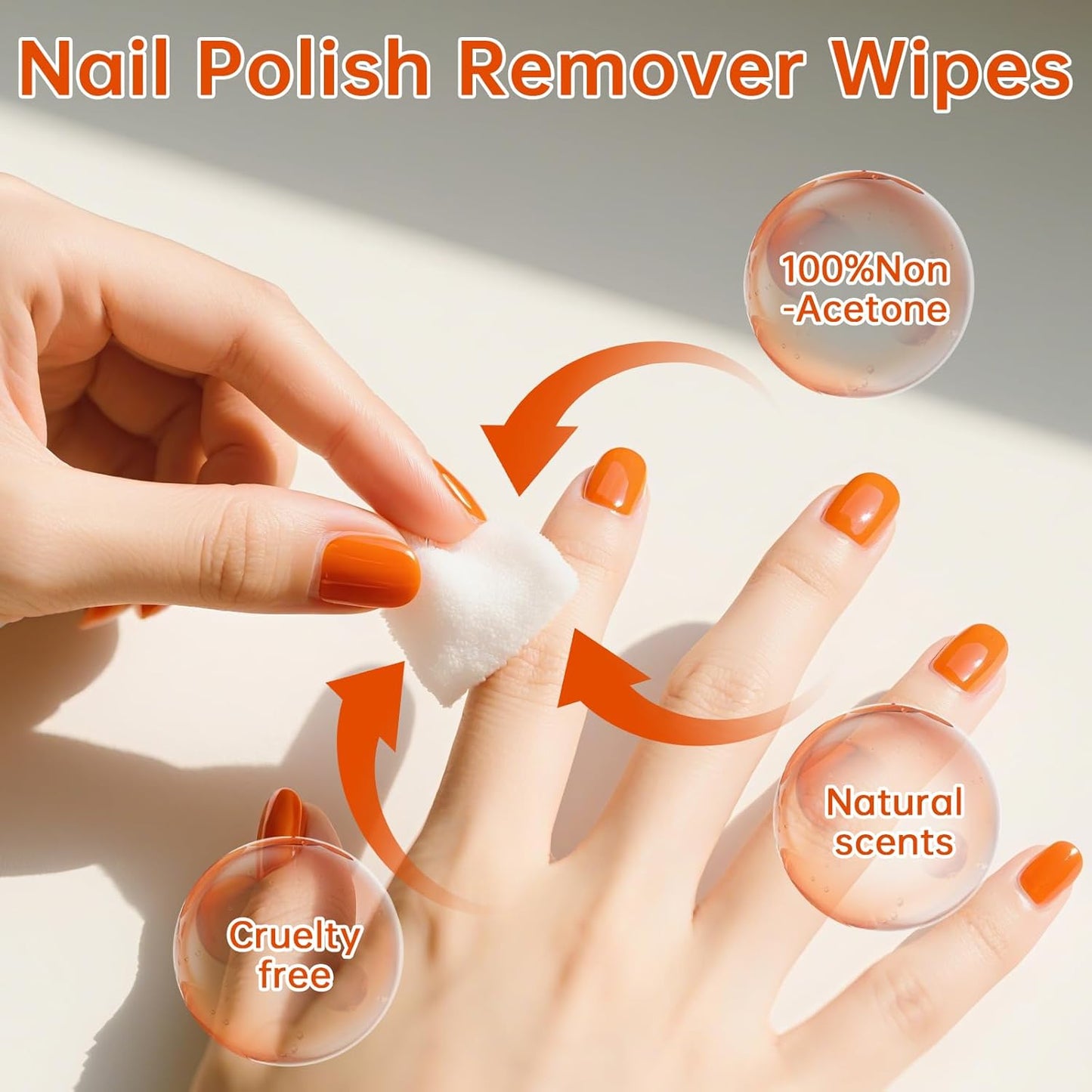 Nail Polish Remover Pads - Non Acetone, Big Size 60Pcs Quick Nail Polish Remover Wipes, Polish Remover Pads Professional Individually Wrapped Wet Wipes for Home Professional Salon Supplies