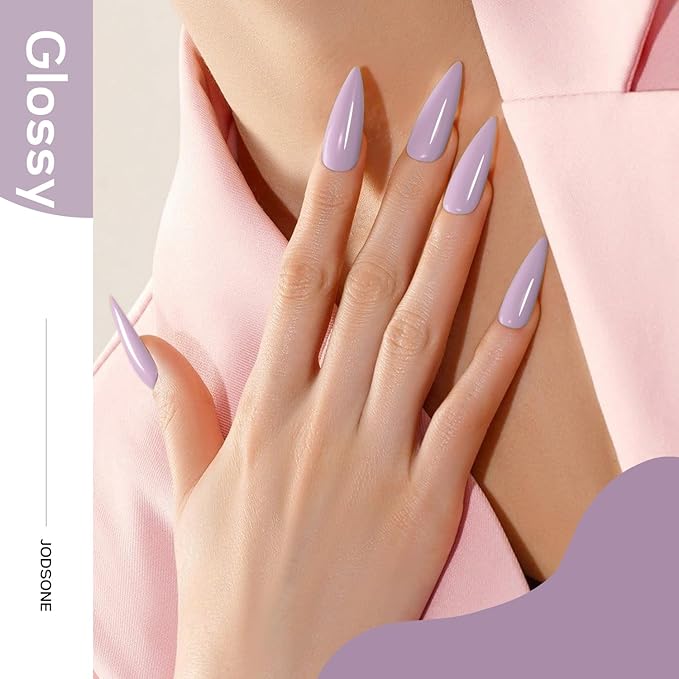 JODSONE Gel Nail Polish 10ml Lavender Purple Soak Off LED Gel Polish Lilac Purple Nail Color Salon Quality Low Odor Need U V Lamp Curing