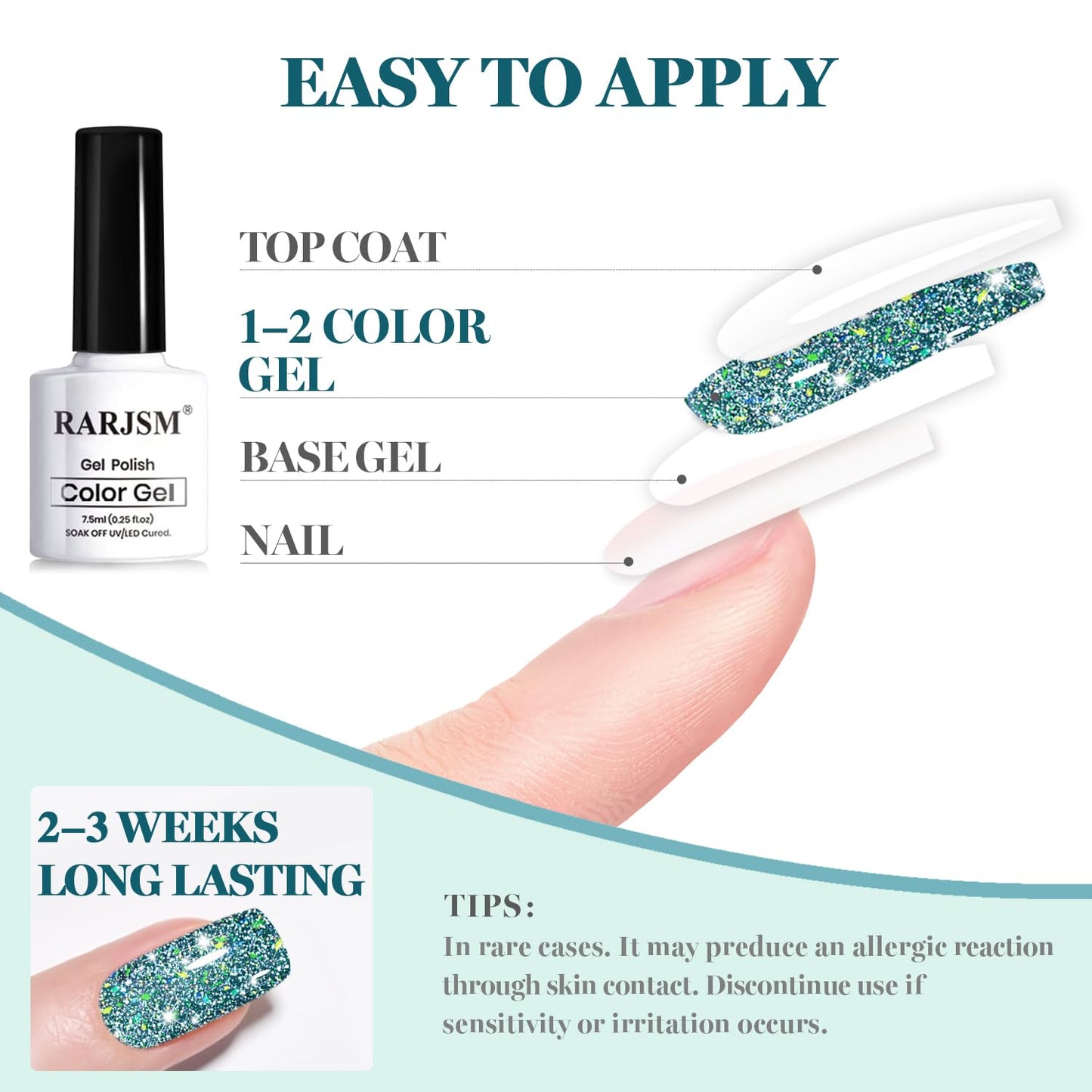 RARJSM Dark Blue Reflective Glitter Gel Nail Polish Holographic Rainbow Iridescent Sparkle Flash Diamond Shimmer LED UV Soak Off Gelpolish Nail Art Manicure Salon DIY at Home 1pcs 7.5ml
