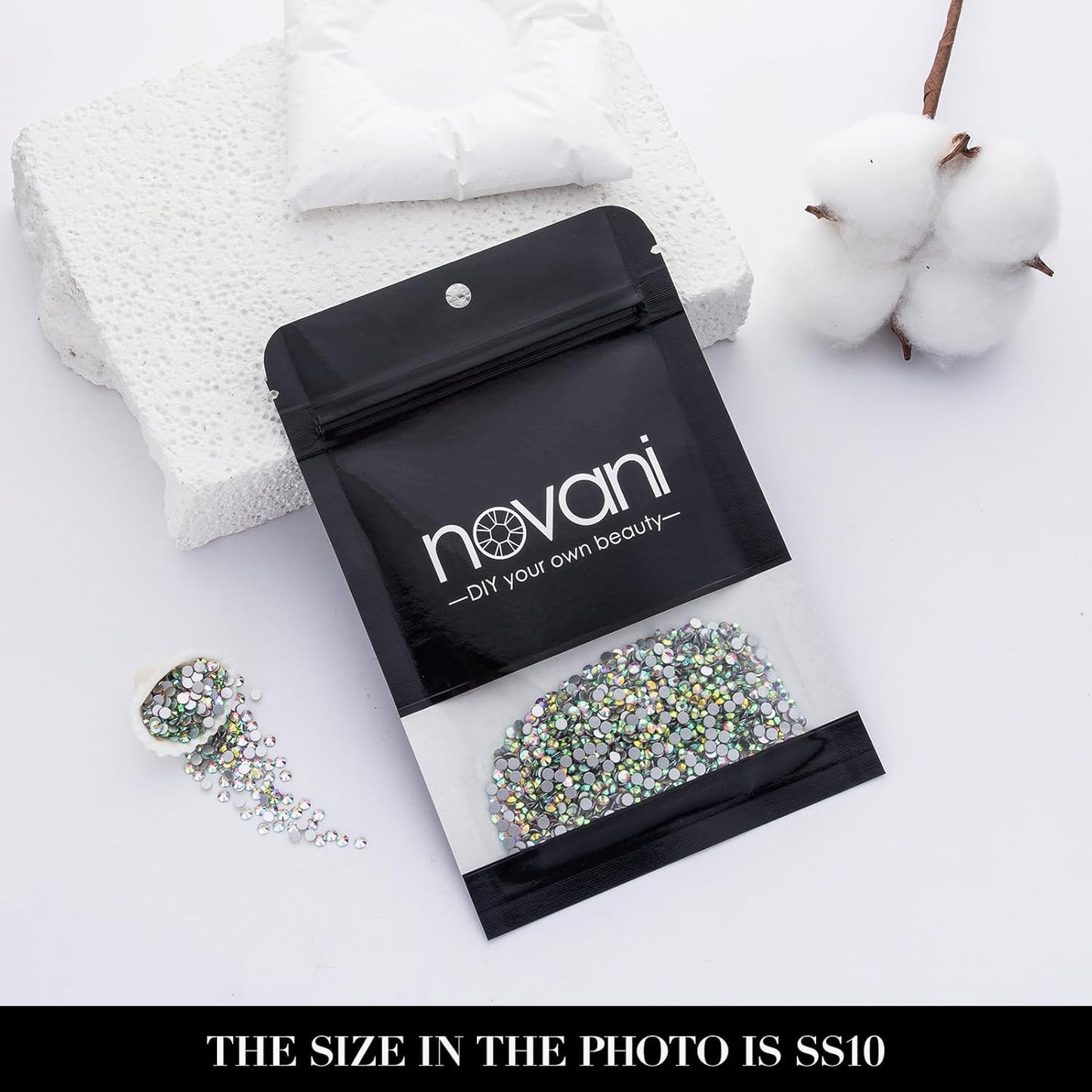 Novani 3000 Pieces Flatback Rhinestones Glass Round Gems AB Crystals for Nail Art DIY Crafts Clothes Shoes,SS10,2.7-2.9mm