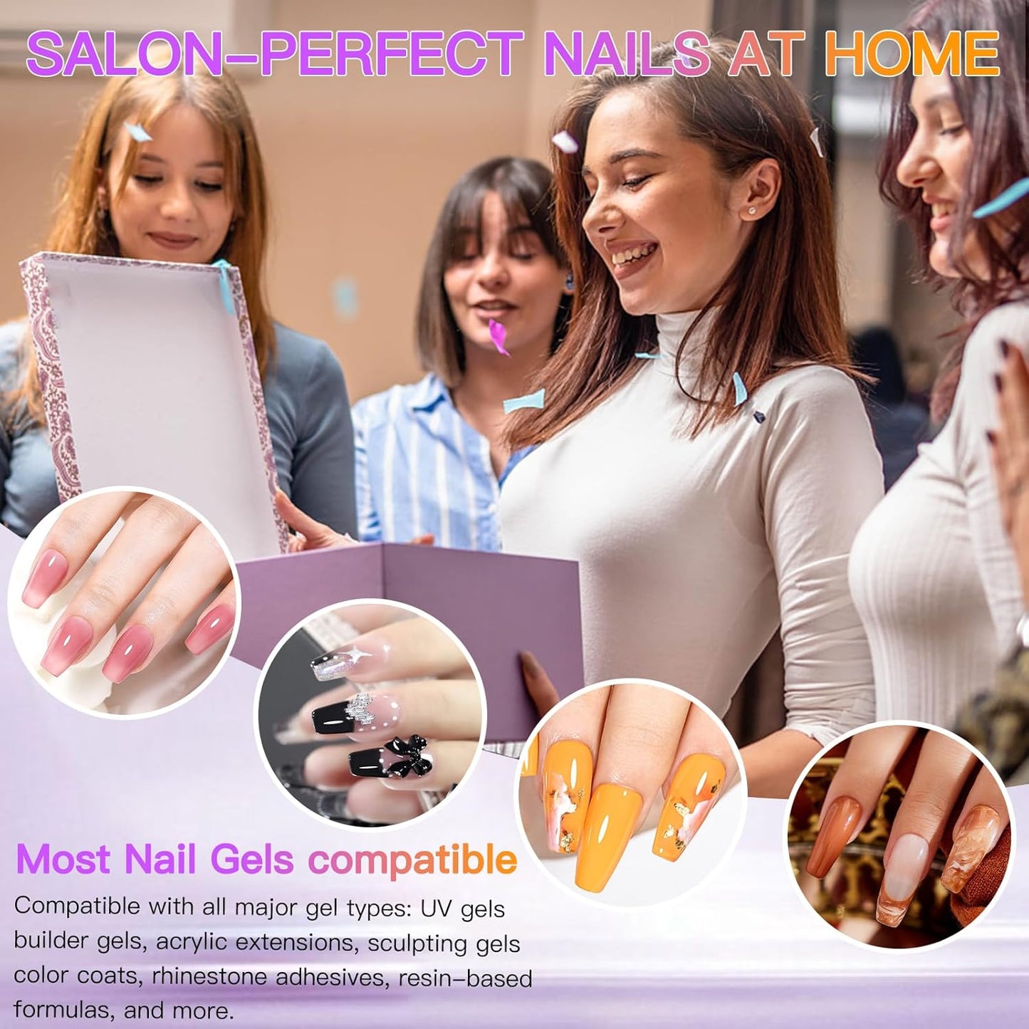 Wisdompark UV LED Nail Lamp 280W, UV Light for Gel Nails with 66Pcs Lamp Beads and Automatic Sensor/4 Timer Settings Professional Nail Dryer for Gel Polish Manicure Art Tools for Home Salon