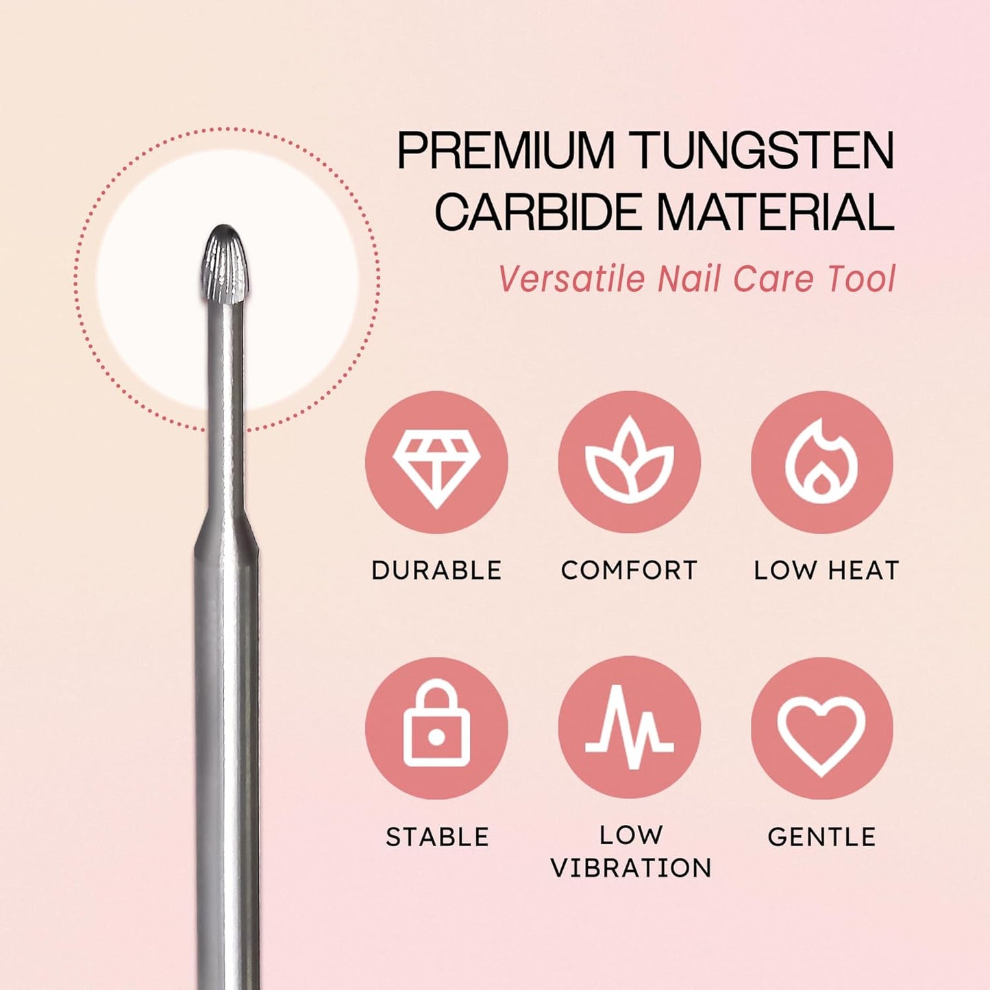 PANA 3/32" Carbide Cuticle Nail Drill Bit for Cuticle Cleaning, Dead Skin Removal, Gel Polish & Acrylic Removal, Under Nail Cleaner, Nail Salon, Manicure Tools (Snake Head - Silver, Coarse)