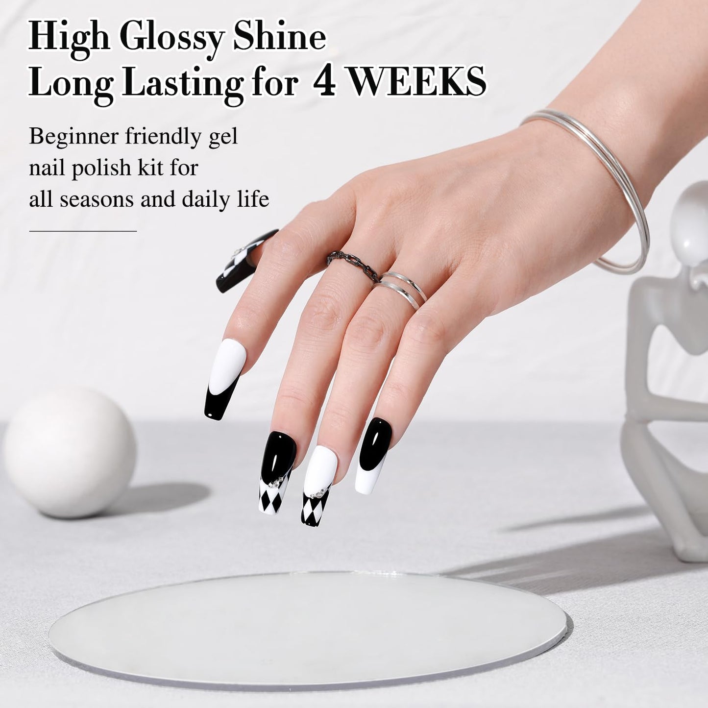 Double Rhythm 2 Pcs 15ml UV Gel Polish Set Pure White And Black Color Gel Nail Polish Kit Nail Art Salon DIY (2-A1015+A1093)