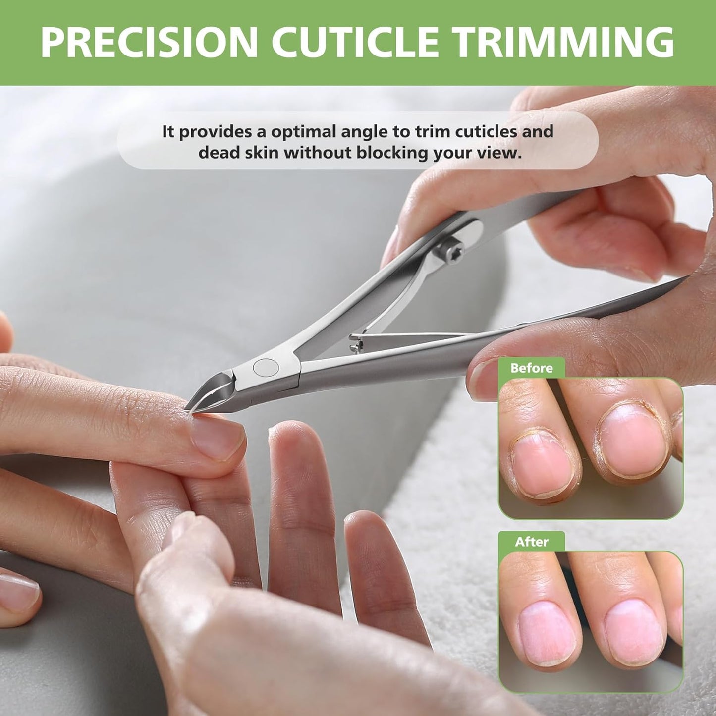 Half Jaw Salon Grade Cuticle Cutters – BALUCA Ergonomic Arch Handle Cuticle Clippers, Precision Stainless Steel Nail Cuticle Trimmer with Comfortable Grip, Perfect for Manicure & Pedicure