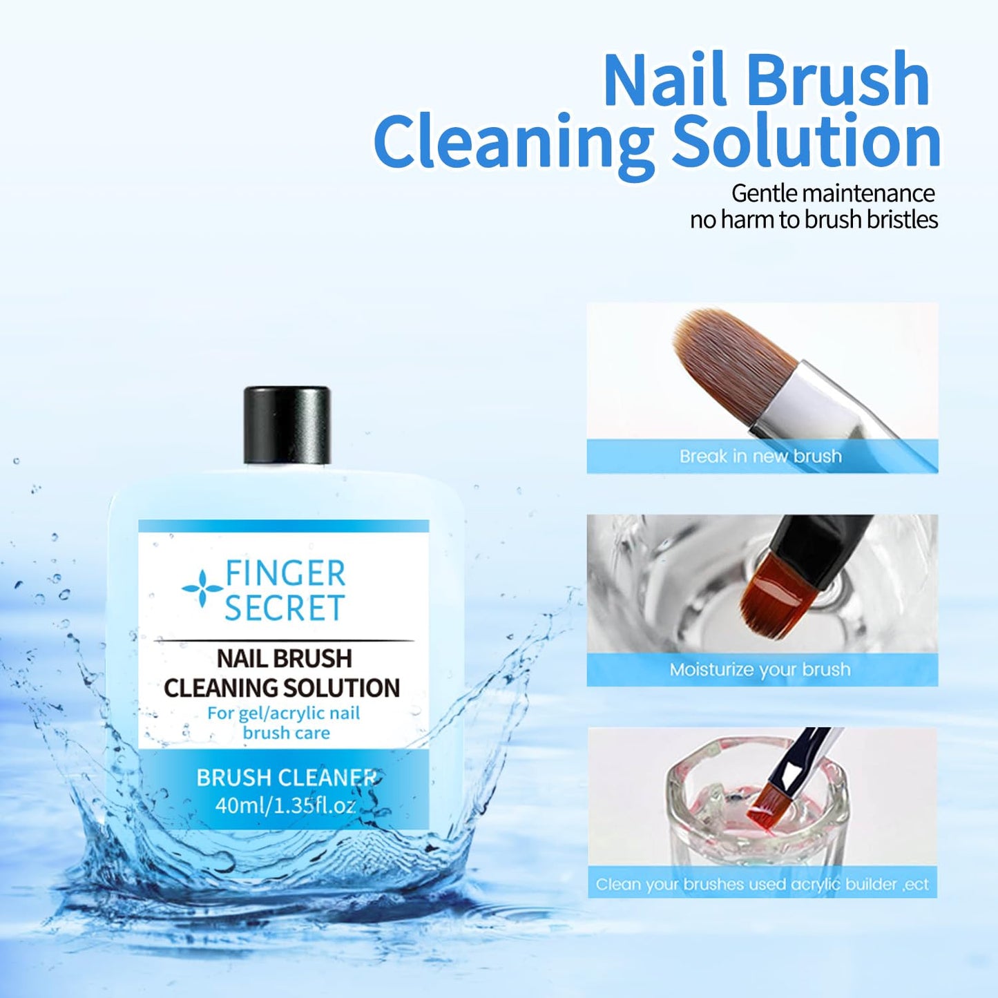 Nail Brush Cleaning Solution - 40ml Nail Art Brush Cleaner for Manicure Products,Nail Brush Cleaner Easily Better Used for Nail Art Design