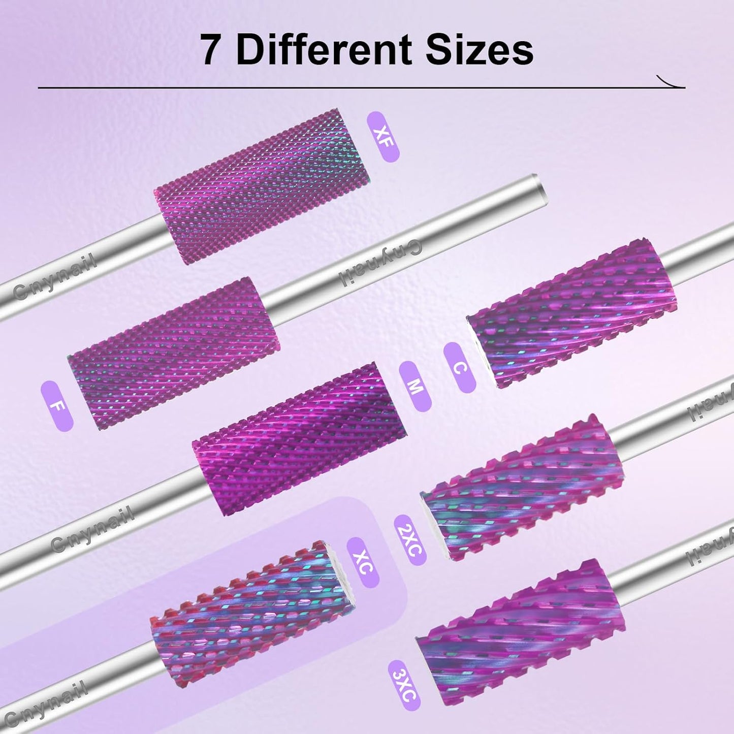 3/32" Small 5.35MM Barrel Bit Tungsten Carbide Nail Drill Bit Safety Bit for Gel & Acrylic Removal, 2- Way Rotating Efile Tip, Salon Electric File Accessory (XC Girt, Purple)