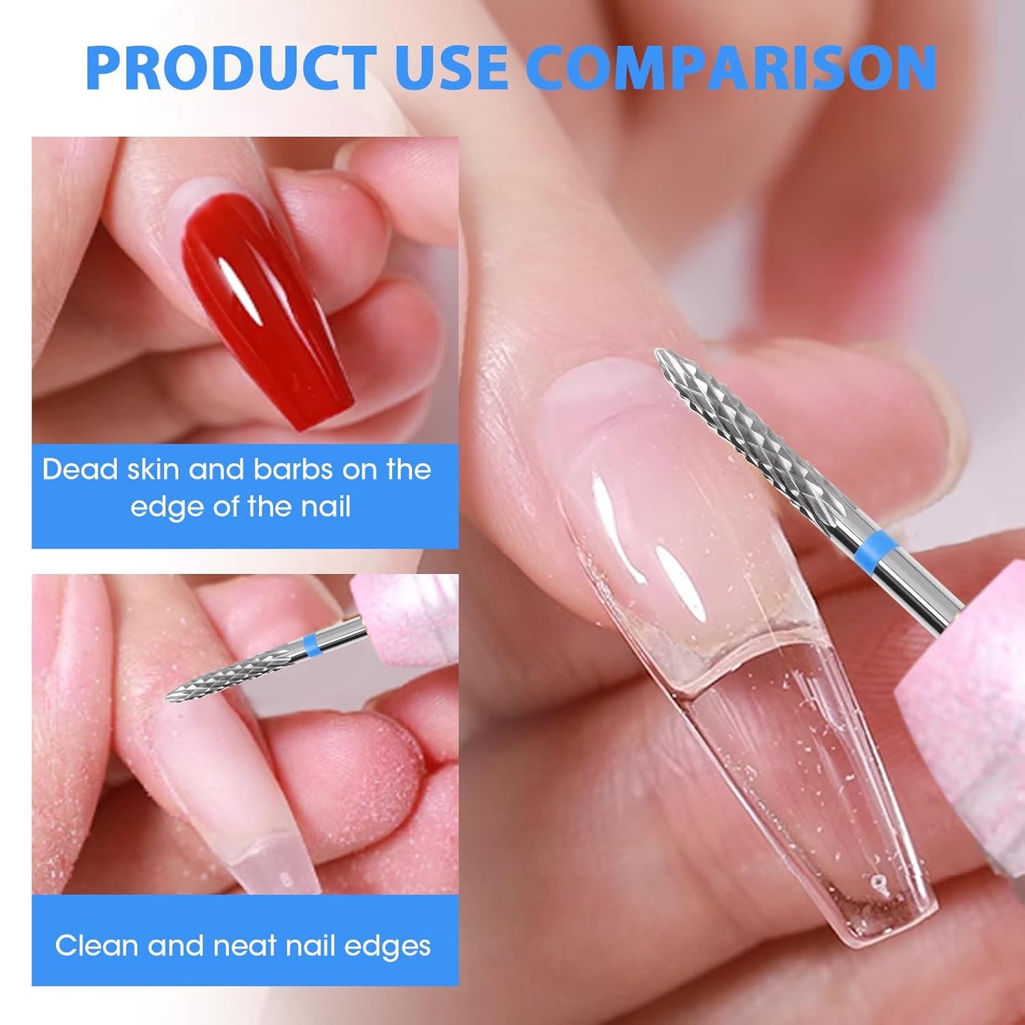 3/32" 5 in 1 Professional Carbide Nail Drill Bits Sets, 3 Pack Tungsten Safety Drill Bits Tech, Cuticle Bit Fast Remove for Manicurist Nail Salon Manicure Pedicure Gel Polishing (3 Shapes)