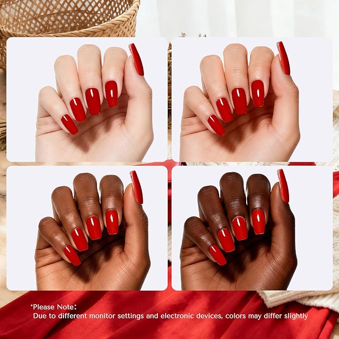 AZUREBEAUTY Red Nail Polish Burgundy Christmas Quick Dry Natural Infinite Shine Nail Lacquer Fingernail Polish Strengthening Treatment Kit Salon-Quality for Women 10ml