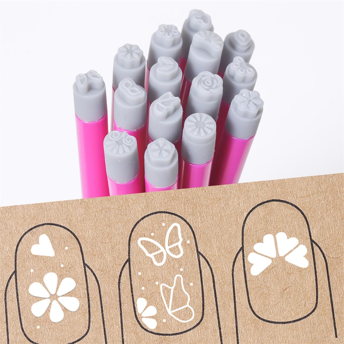 Nail Art Stamping Pen Set – Floral Nail Design Tools for Women and Girl, DIY Nail Doodles Kit – for Party and Homes Manicures – Available in 4, 6, 10, or 15 Pens (10 Pcs nail pen)