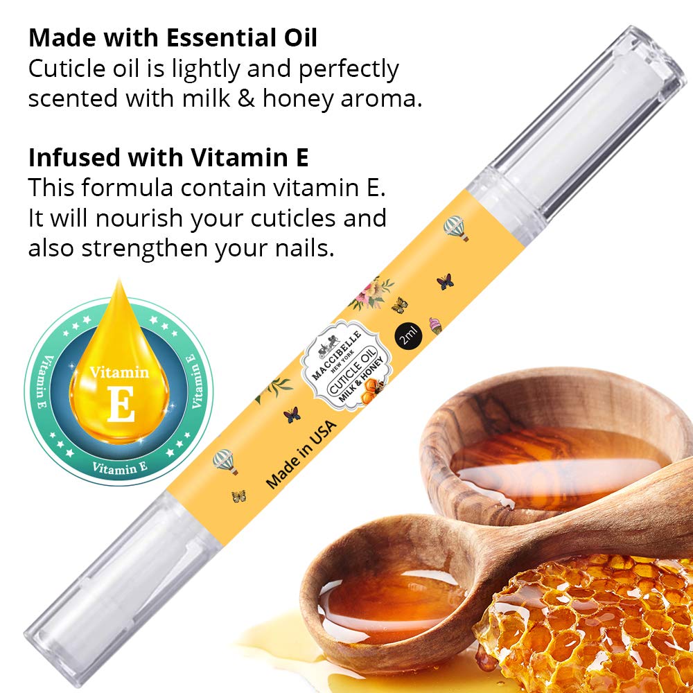Maccibelle Pure Cuticle & Nail Oil Pen 2ml Heals Dry Cracked Cuticles (Milk & Honey + Lavender)