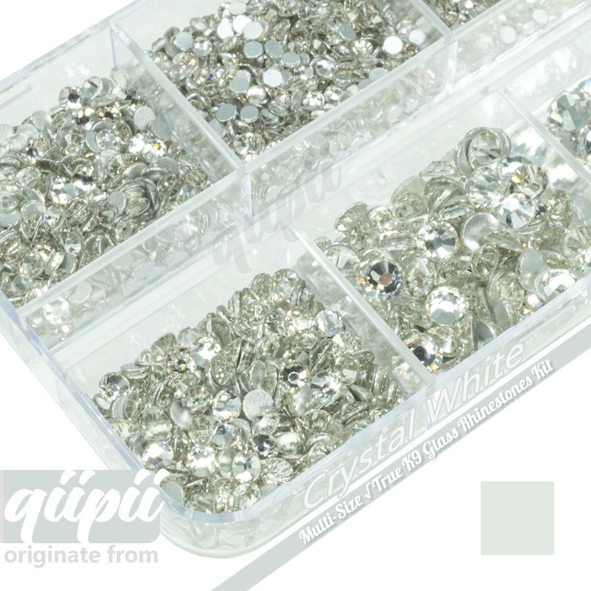 2550pcs Crystal Clear Nail Art Flatback Rhinestones for Face Makeup, White Nail Gems Gemstones K9 Glass SS4SS20 6 Sizes Bling Diamonds Stones w Tweezer & Wax Picking Pen for DIY Crafts