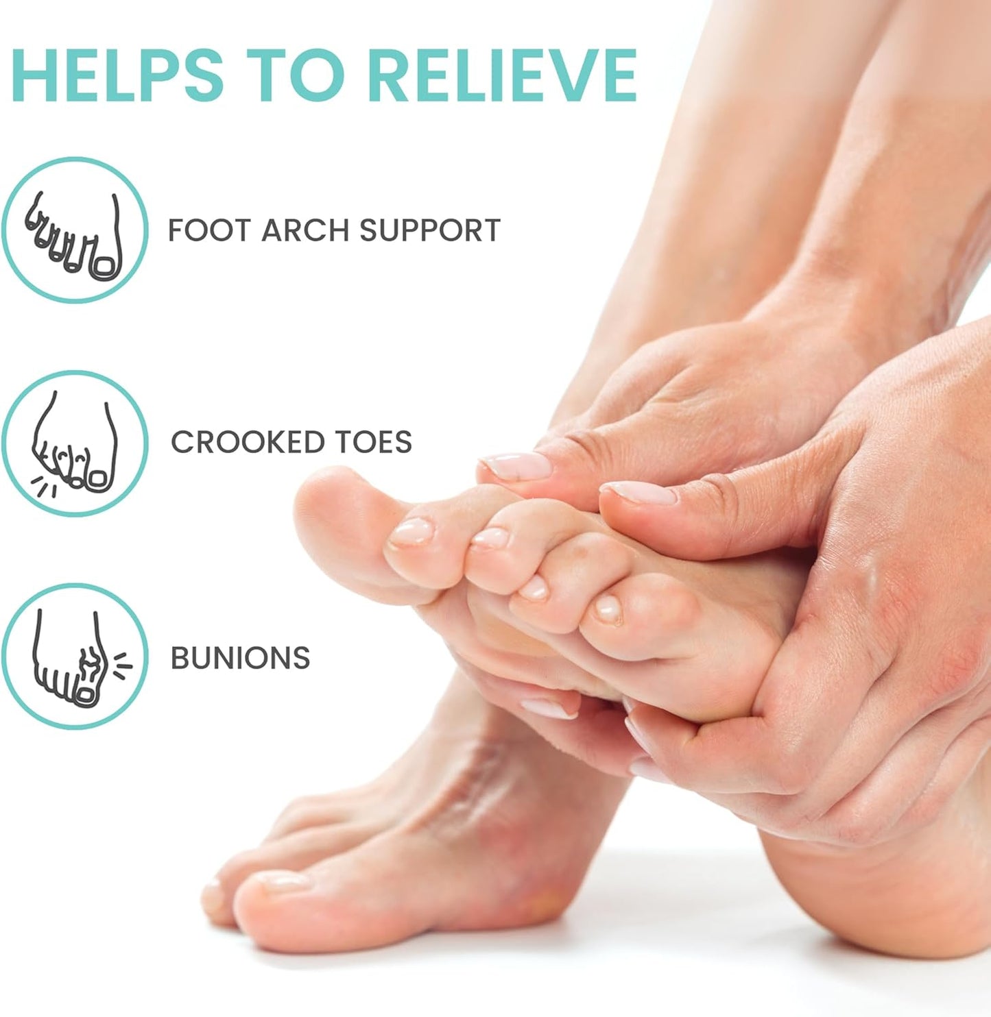 Walkize Toe Separators for Women & Men - Silicone Toe Spacers for Bunion Relief, Foot Pain Relief, Pedicure & Overlapping Toes (Beige)