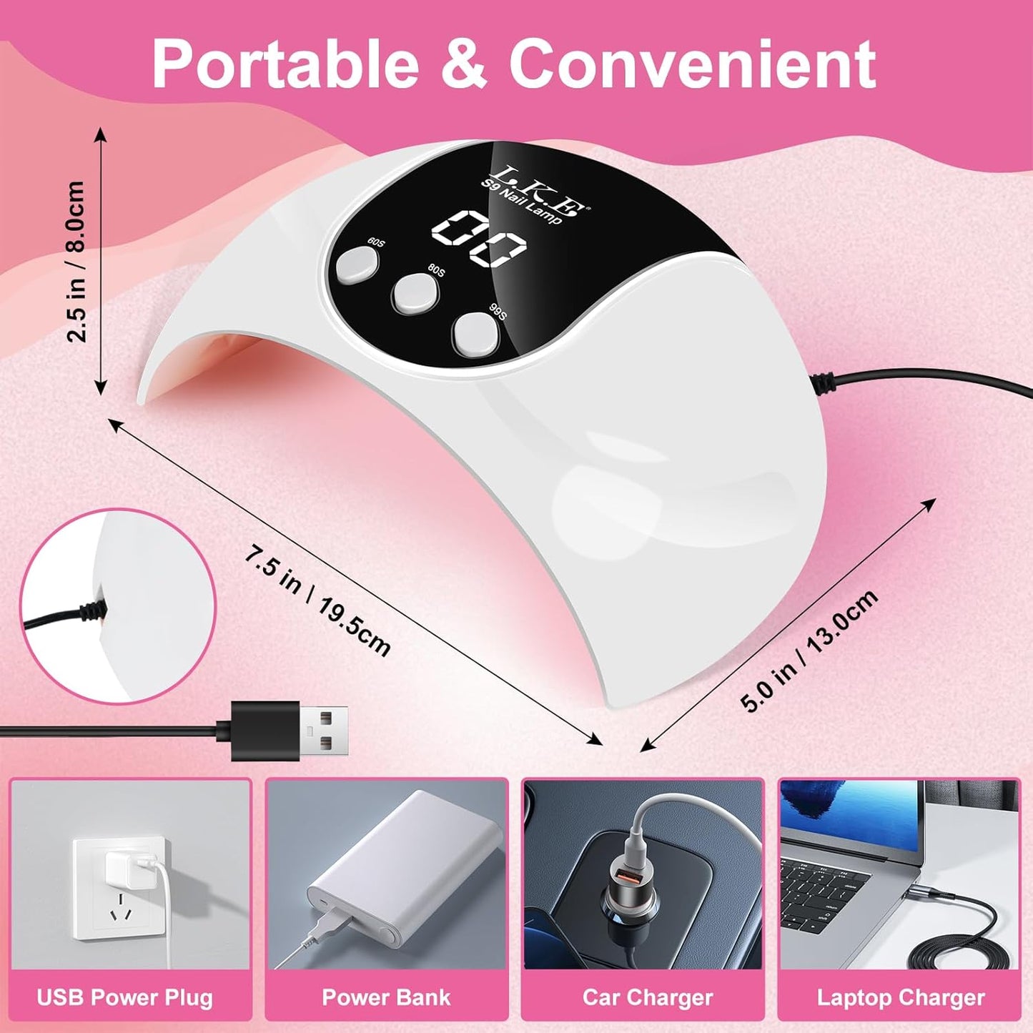 UV Light for Gel Nails,LKE 54W UV LED Nail Lamp with 18 Beads 3 Timer Setting Auto Sensor Nail Dryer Gel Polish Polygel Fast Curing Manicure Professional UV Nail Light Home Salon Nail Tools
