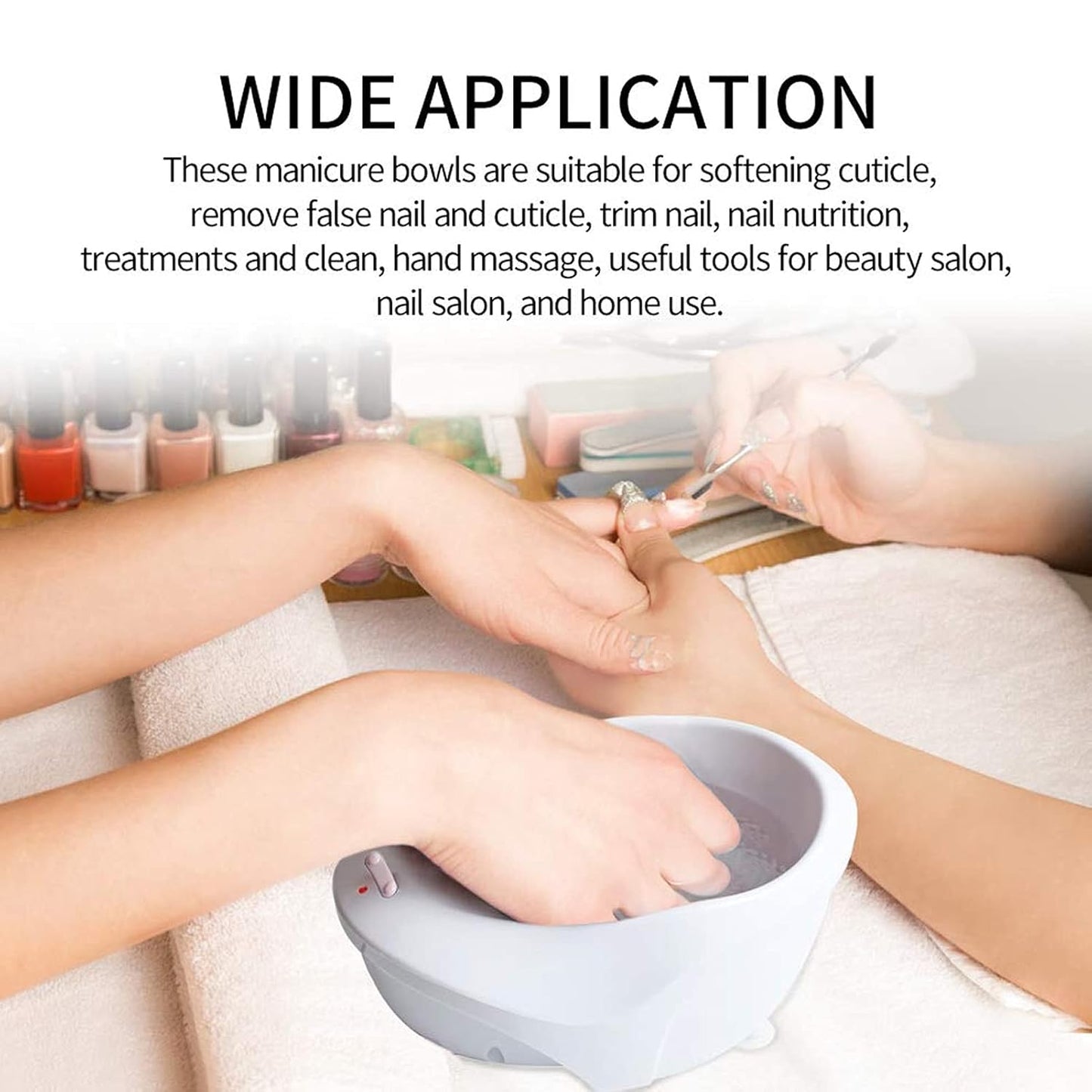 HURRISE Electric Nail Soaking Bowl, Nail Polish Remover Bowl, Vibration Bubble Hand Spa Massage Machine for Beauty Salon and Home, Nail Art Manicure Hand Care Tool (US)
