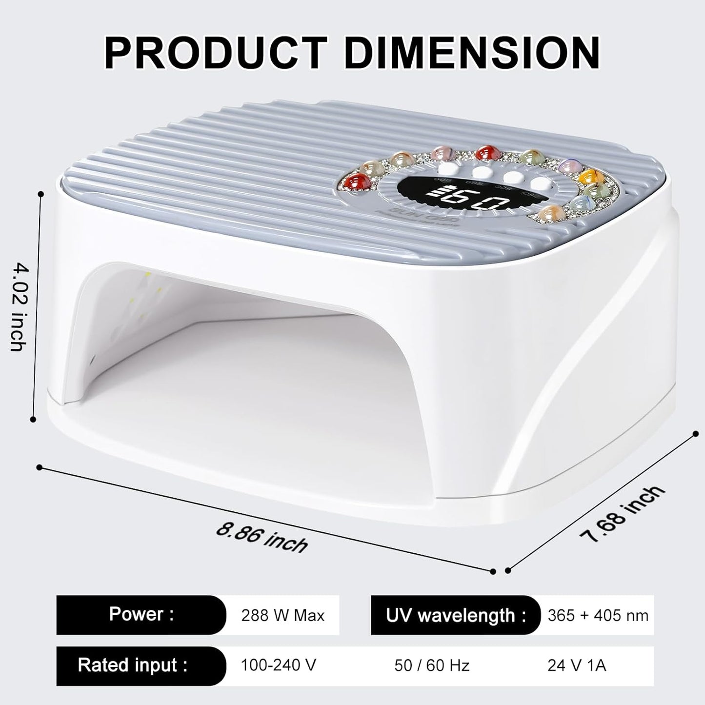 LIMEGIRL UV LED Nail Lamp Kit for Gel Polish Professional Fast Curing Grey Dryer Light Set with 45PCS Lamp Beads and Gloves Cordless Rechargeable Nail Art Cure Machine for Manicure Pedicure