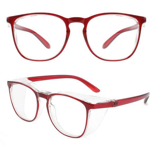 Alsenor Safety Glasses Anti Fog Goggles Protective Eyewear Blue Light Blocking Anti Dust UV Protection Glasses For Men Women (Red)