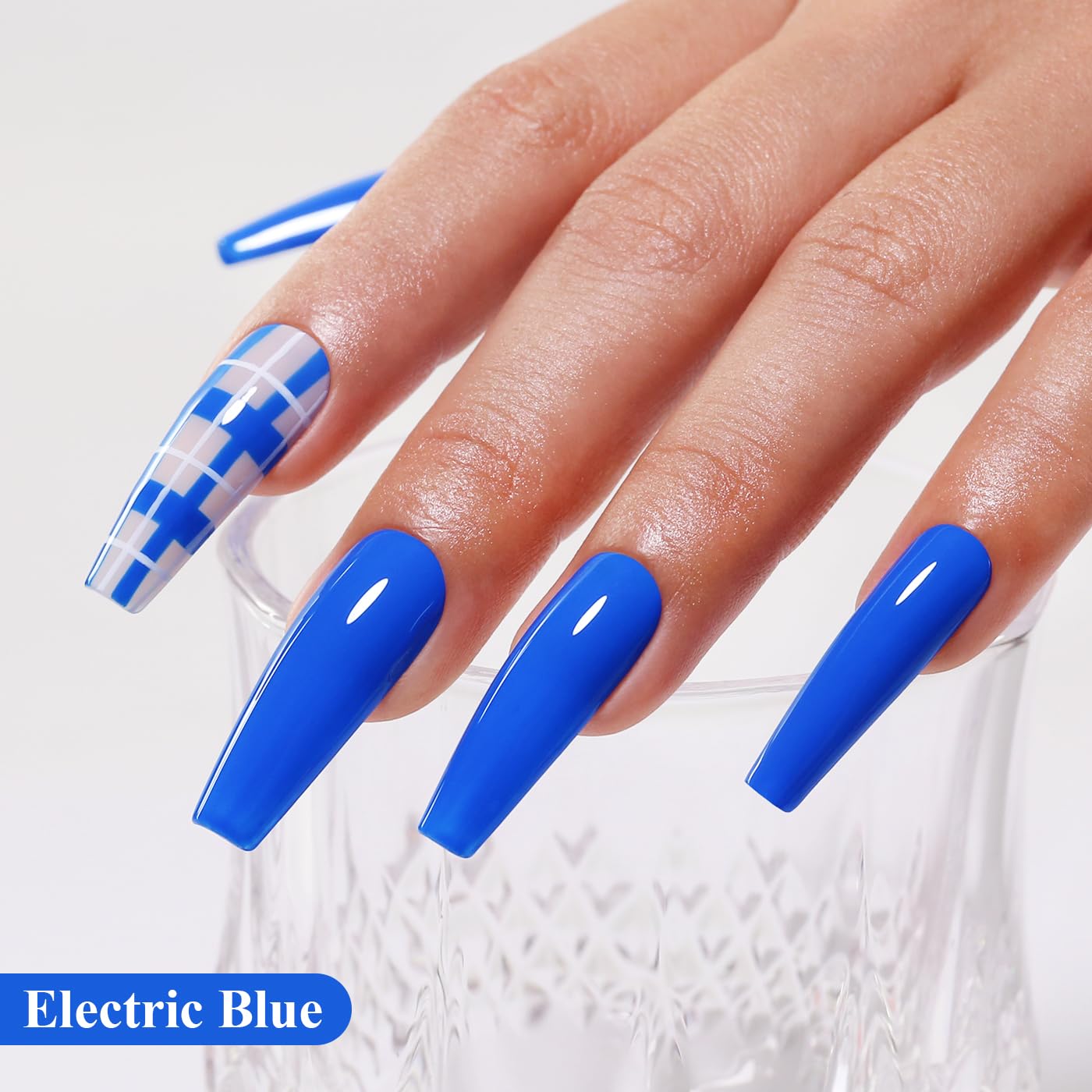 Imtiti Blue Gel Nail Polish, Electric Blue Nail Gel Polish High Gloss Soak Off UV LED Spring Summer Nail Art Manicure Salon DIY Design 10ML