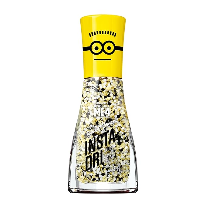 Sally Hansen Insta-Dri Despicable Me Nail Polish | Quick Dry, Long Lasting, Streak-Free Shine | Opaque, Glittery | 771 Gogglicious | Gold Yellow Nail Color