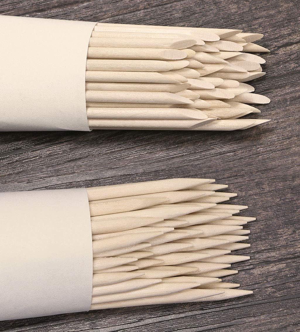 Onwon 500 Pieces Orange Wood Sticks - Double Sided Nail Art Multi-Functional Cuticle Pusher Remover, Clean Nail Polish - 110mm Pointed End & Flat End Manicure Pedicure Tool