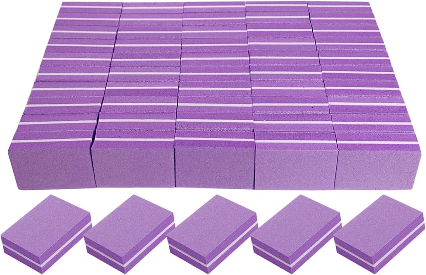 Nail Buffers (50 Pack), Mini Buffer Block Nail File for Acrylic Nails and Natural Nails, 100/180 Grit Nail Buffer Block Bulk Buffing Blocks for Nail Buff Professional Manicure File Blocks Set Purple