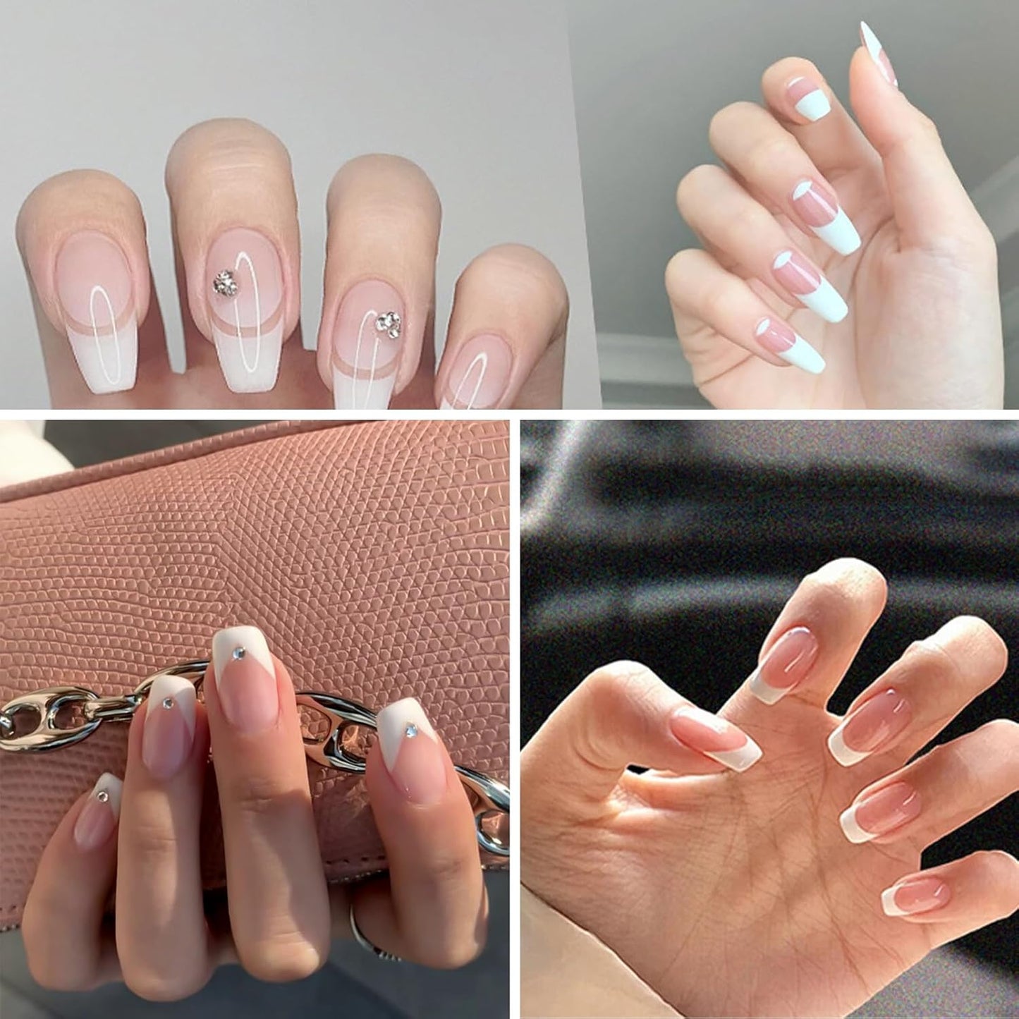 24 Sheets 712 Pieces French Manicure Nail Art Stickers, 32 Designs Self-Adhesive Nail Tips Guides for DIY Decoration Stencil Tools French tip Guides kit (24 Sheets 32 Designs) US291 (24)