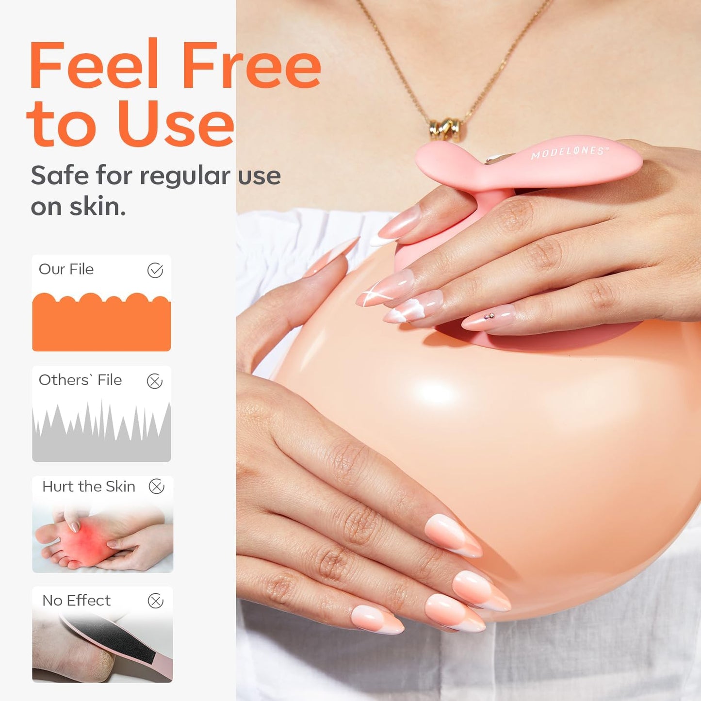 Modelones Glass Foot File, Professional Foot Scrubber and Callus Remover, Heel Scraper for Cracked Heels, Dead Skin Remover, Foot Buffer for Soft Feet, Safe Pedicure Tool with Anti-Slip Handle