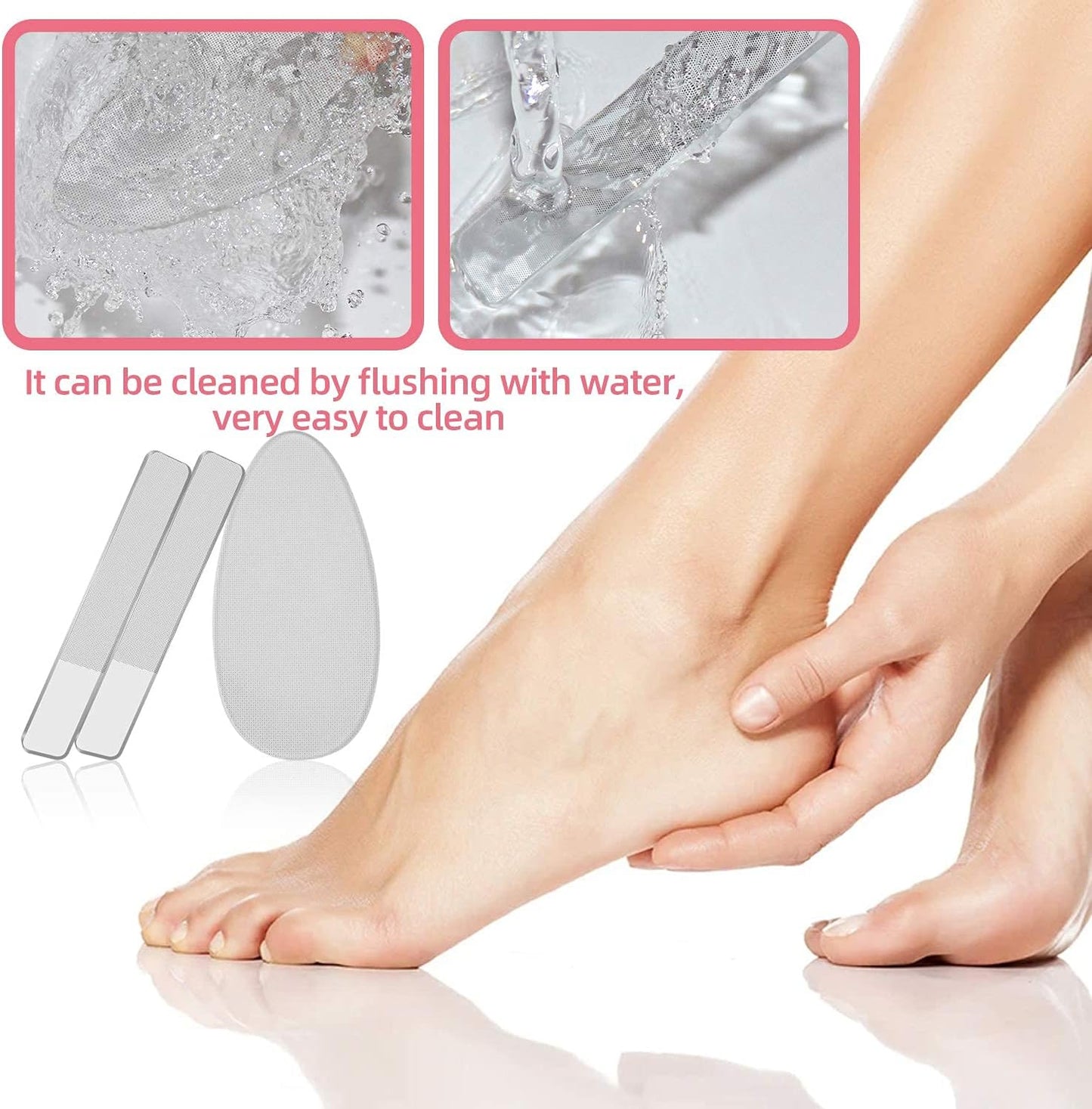 RedFlow Glass Nail File,Nail Buffer Set Contains 2 Nano Glass Nail Files and 1 Nano Glass Foot File,Professional Manicure Set,Nail Files for Natural Nails Removing Calluses